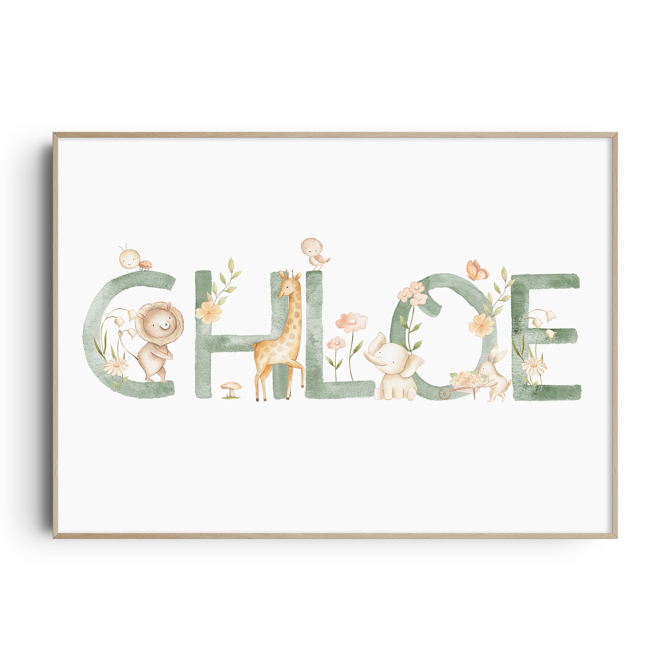 Spring Animals Name & Birth Print