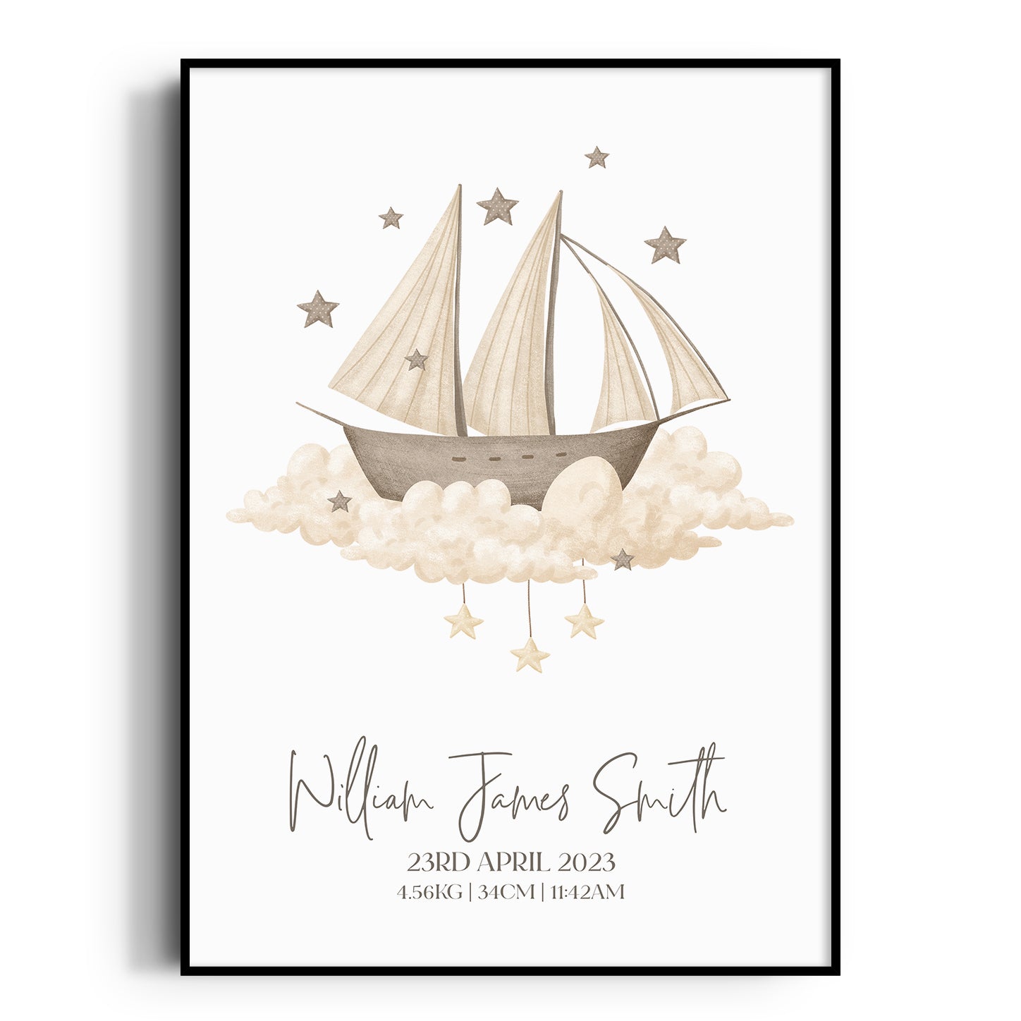 Vintage Ship Birth Print