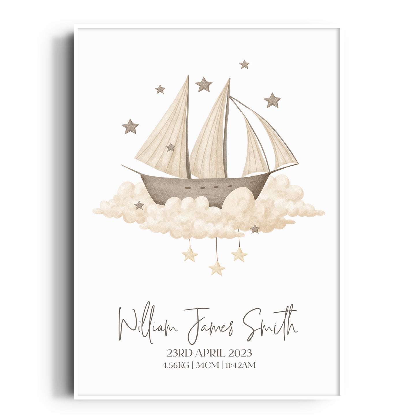 Vintage Ship Birth Print