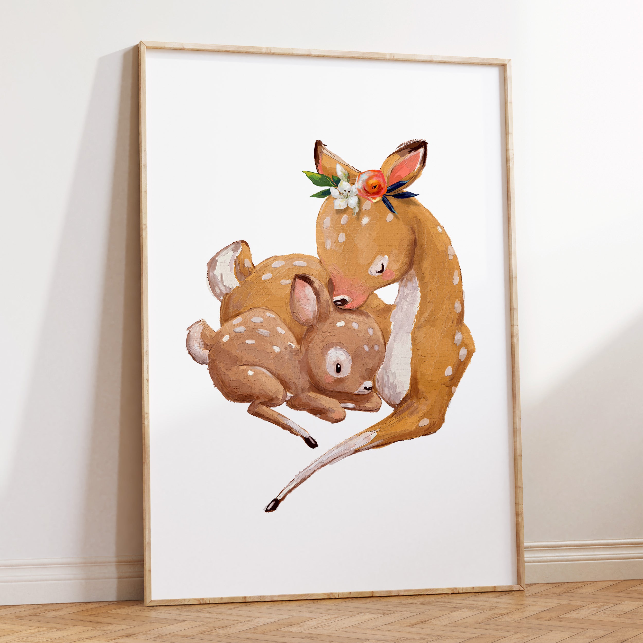 Woodland Deer & Baby Print