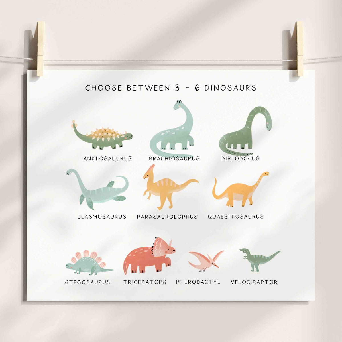 Personalised Baby Name Print | Boys Dinosaur Nursery & Bedroom Wall Art ...