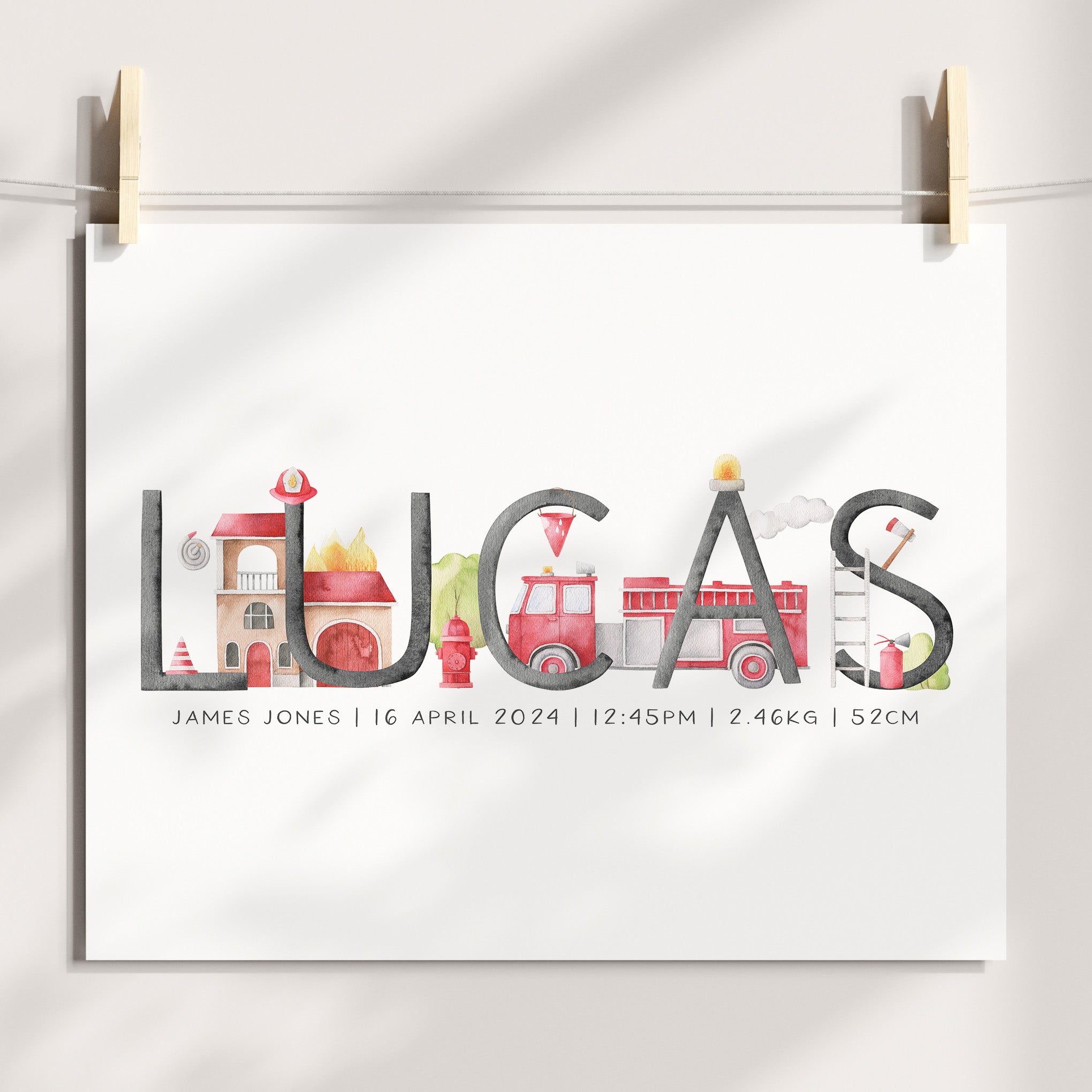 Fire Truck Name Print