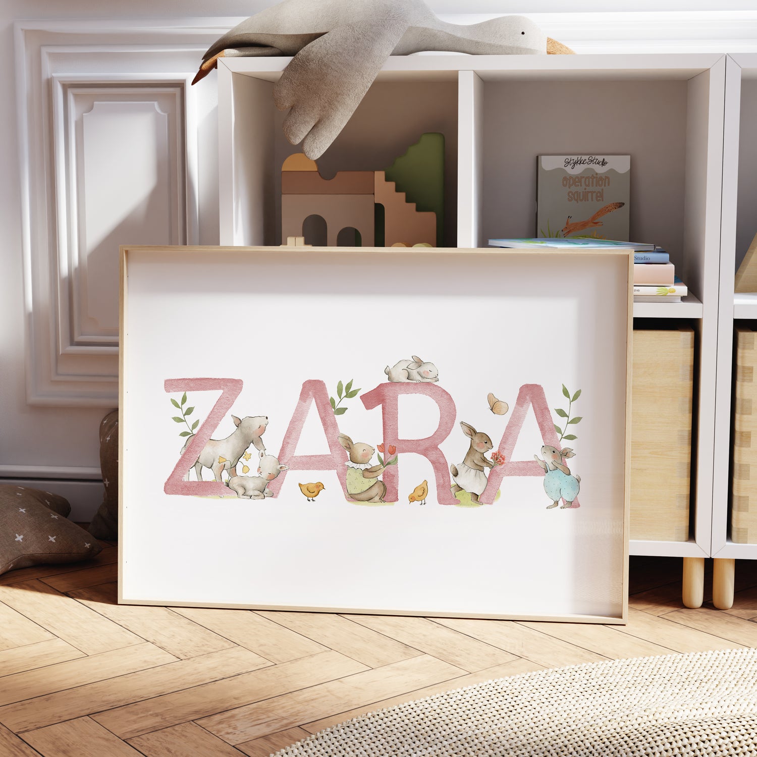 Spring Animals Name & Birth Print