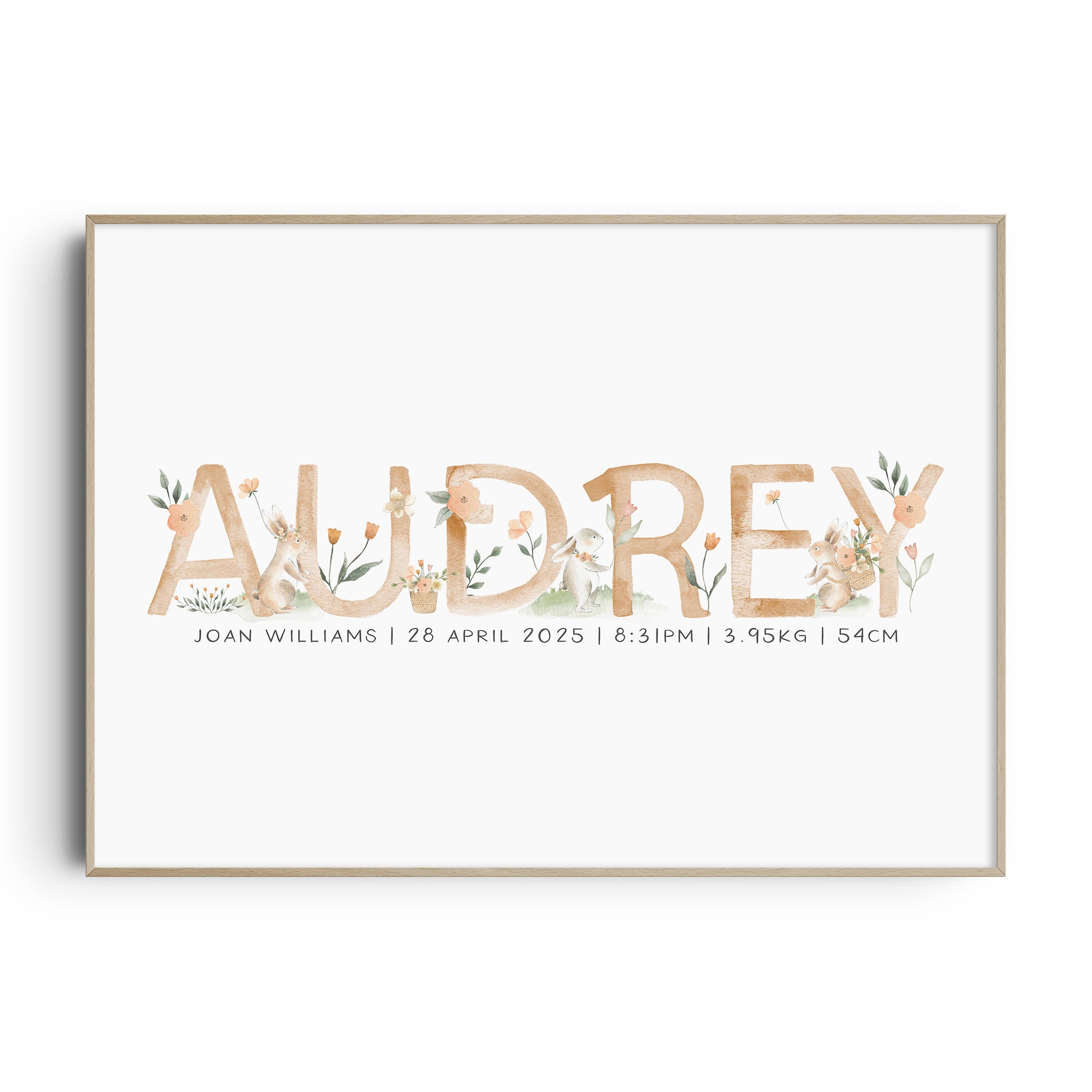 Spring Bunnies Name & Birth Print