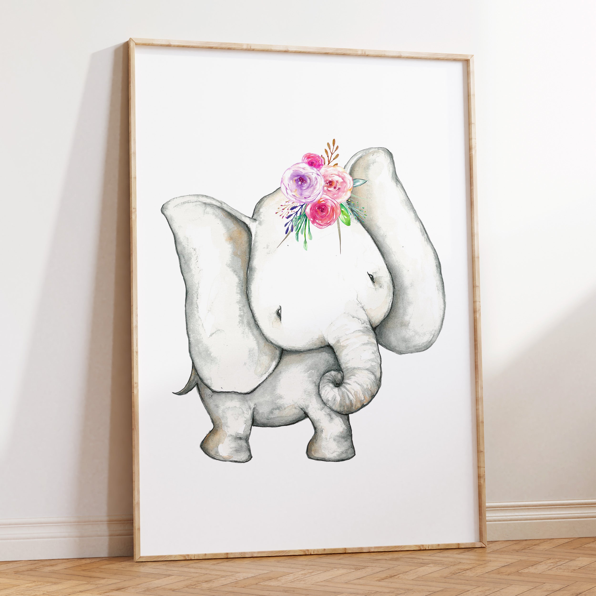Boho Woodland Baby Elephant Print