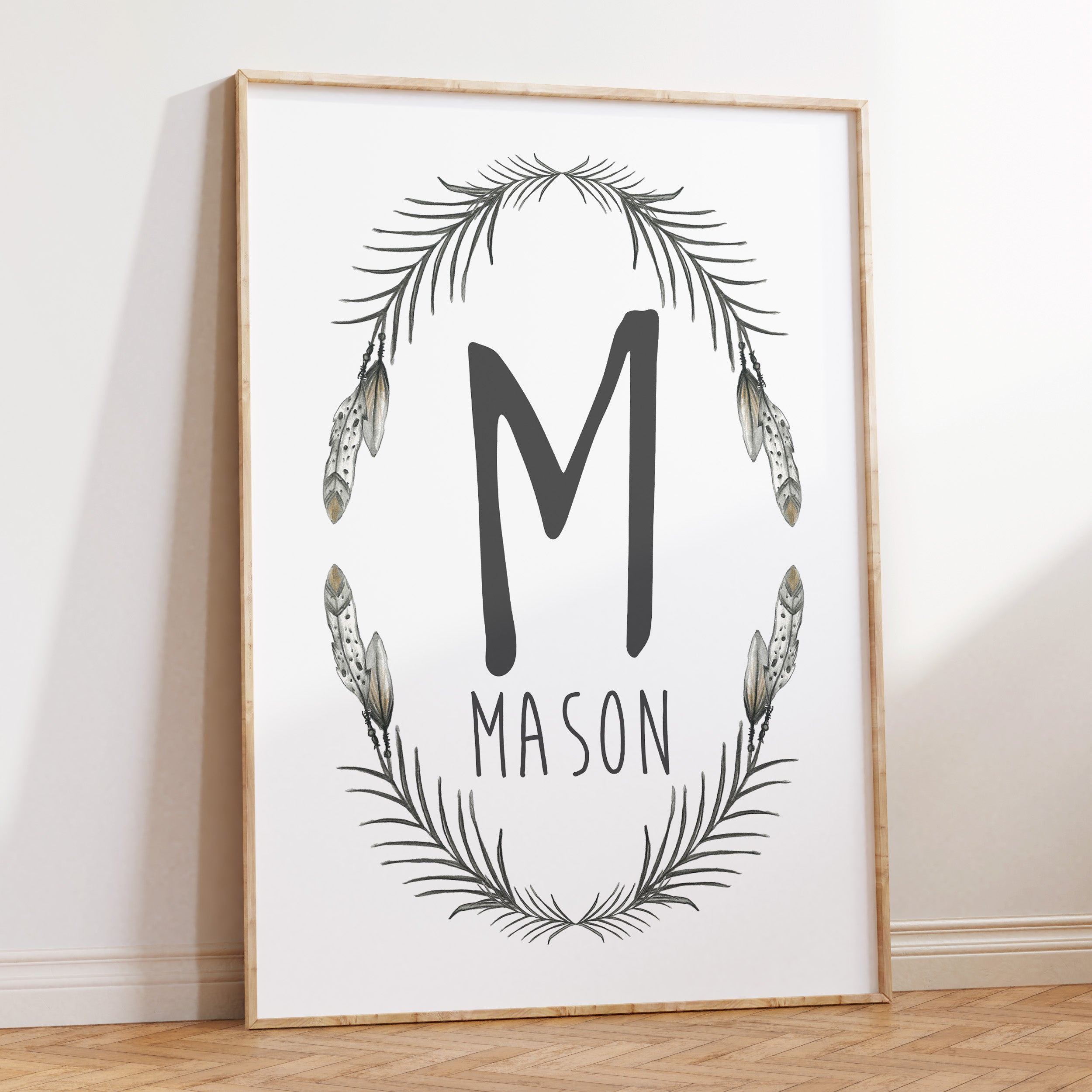 Woodland Feather Name Print