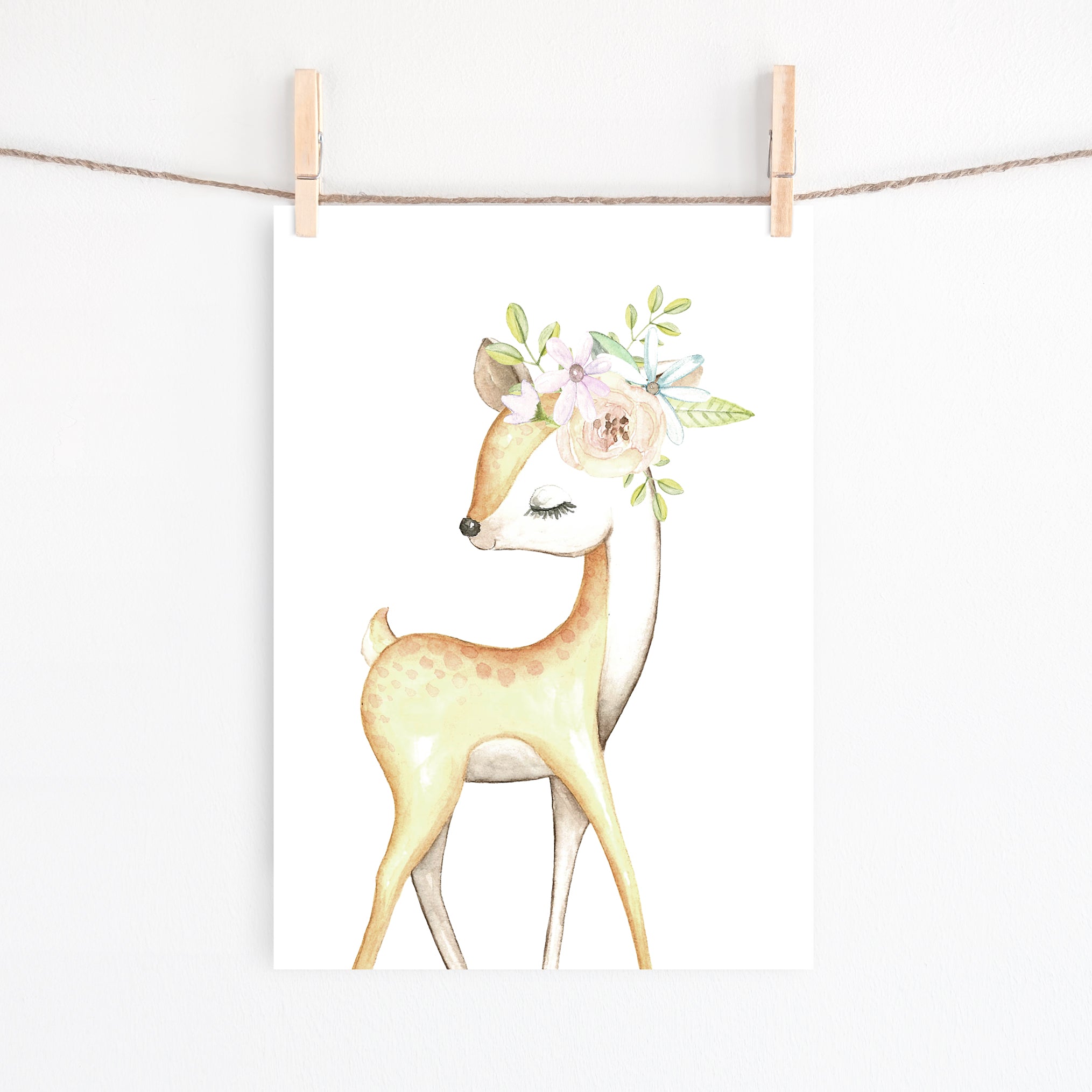 Woodland Deer, Bunny & Birth Print