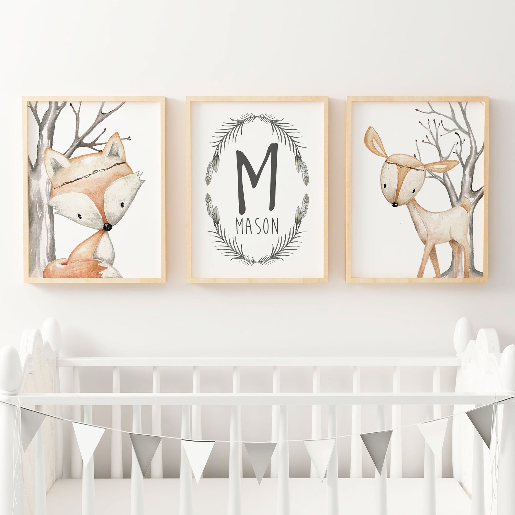 boys-woodland-boho-animal-nursery-wall-art-print-set-personalised-name-print-the-kids-print-store for Free Printable Name Wall Art Boys Woodland Boho Animal Nursery Wall Art Print Set | Personalised Name Print – The Kids Print Store for Free Printable Name Wall Art