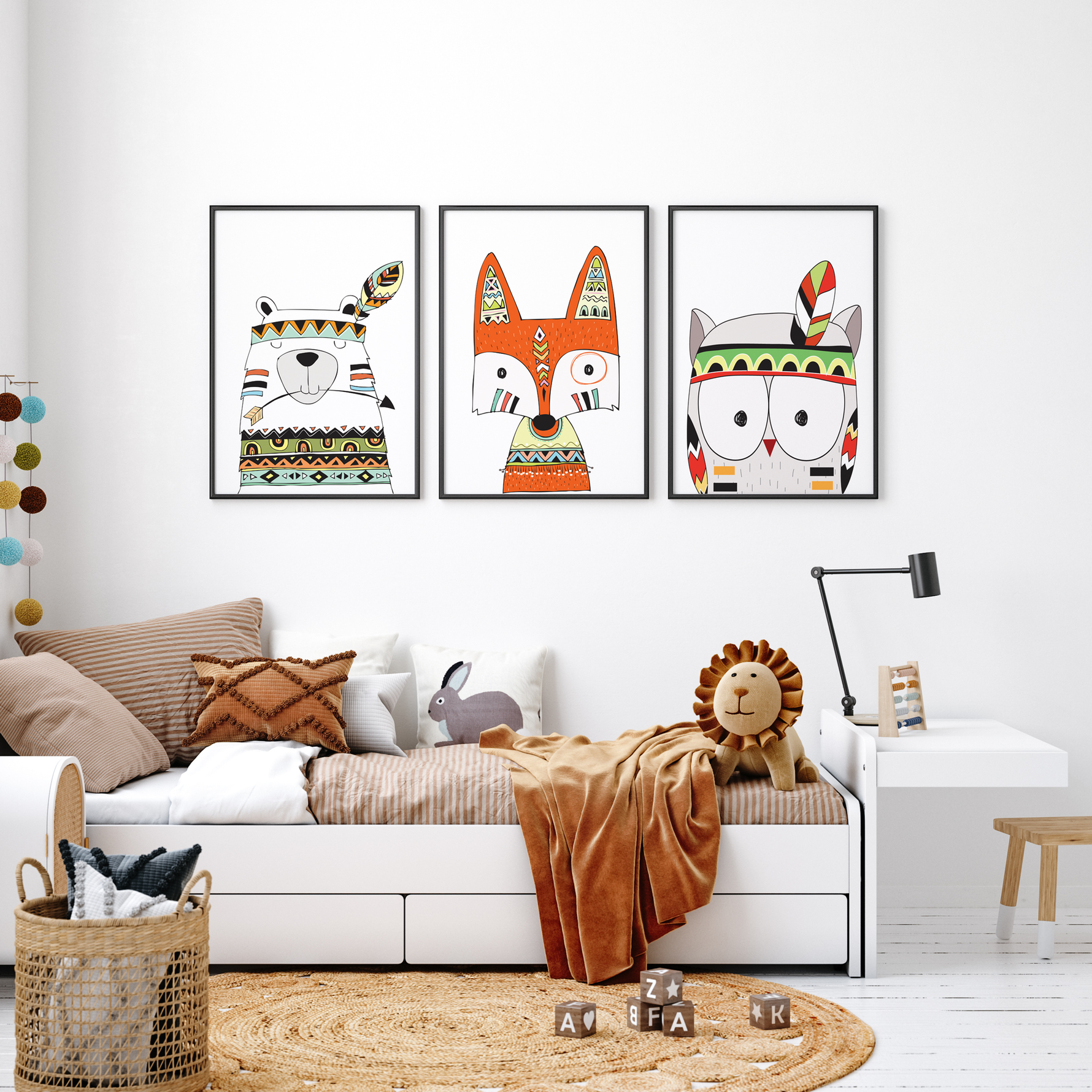 Nursery Bedroom Wall Art Prints Tribal Kids Bedroom Decor