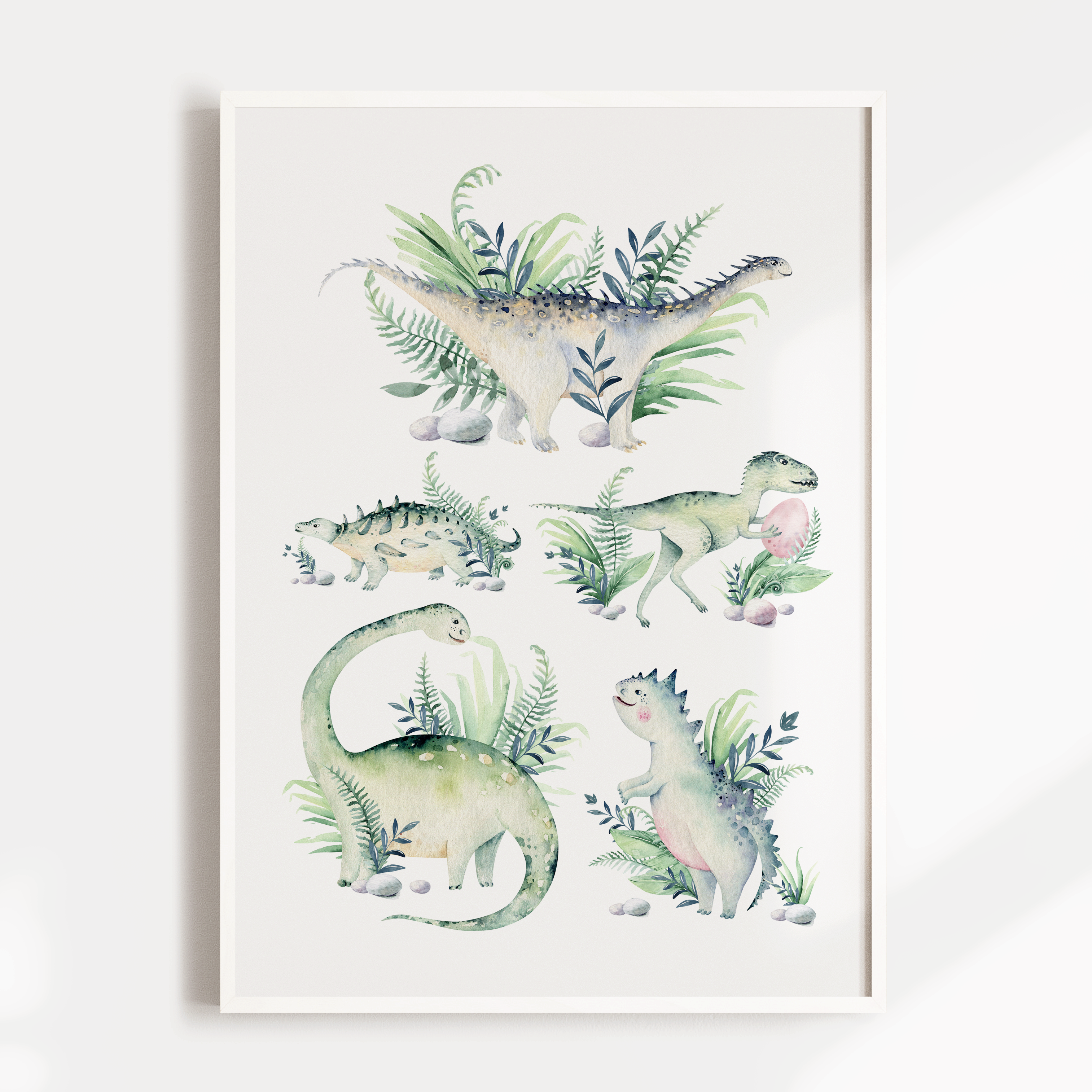 Watercolour Dinosaurs Print