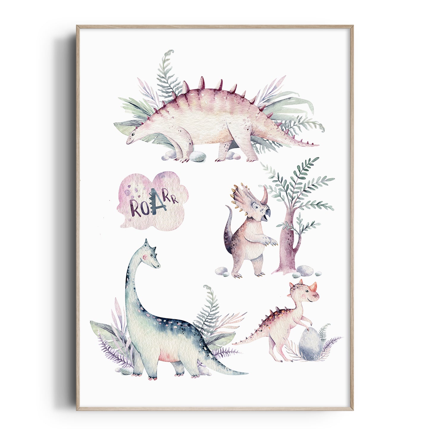 Watercolour Dinosaurs Print