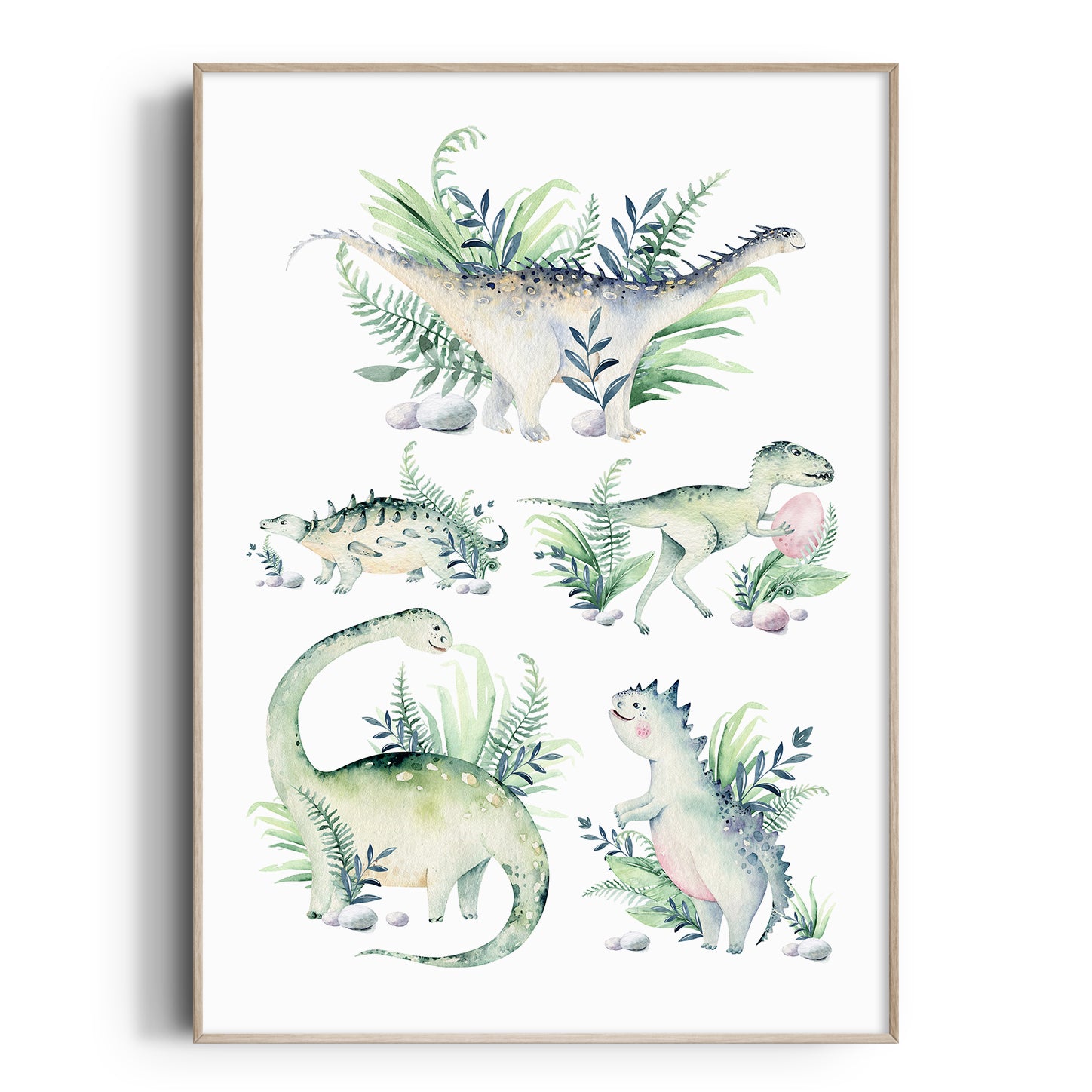 Watercolour Dinosaurs Print