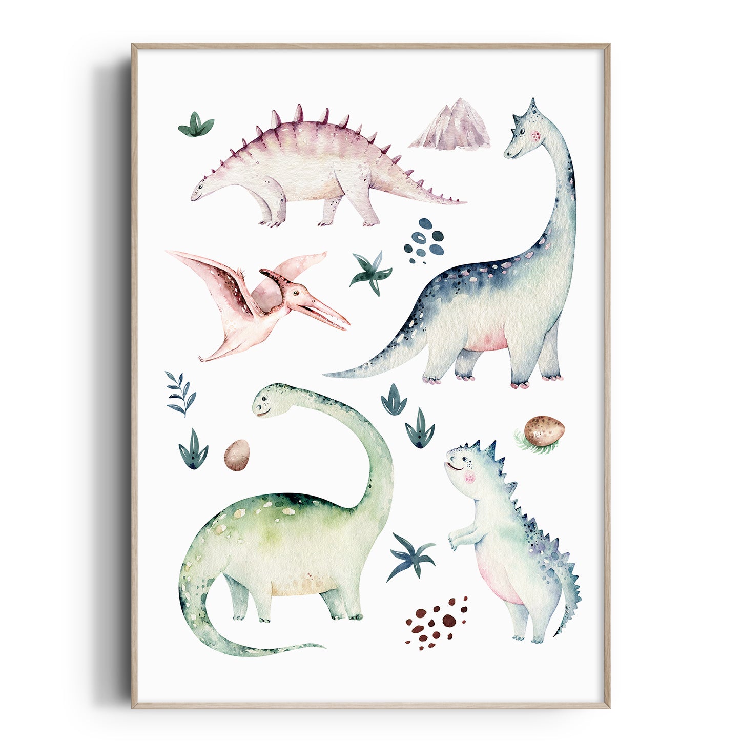Watercolour Dinosaur Print