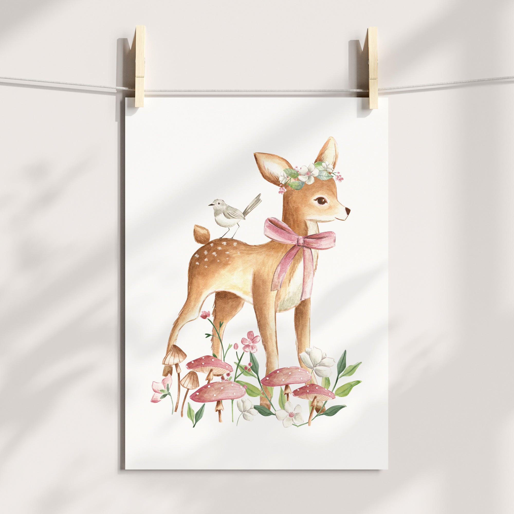 Woodland Deers & Birth Print