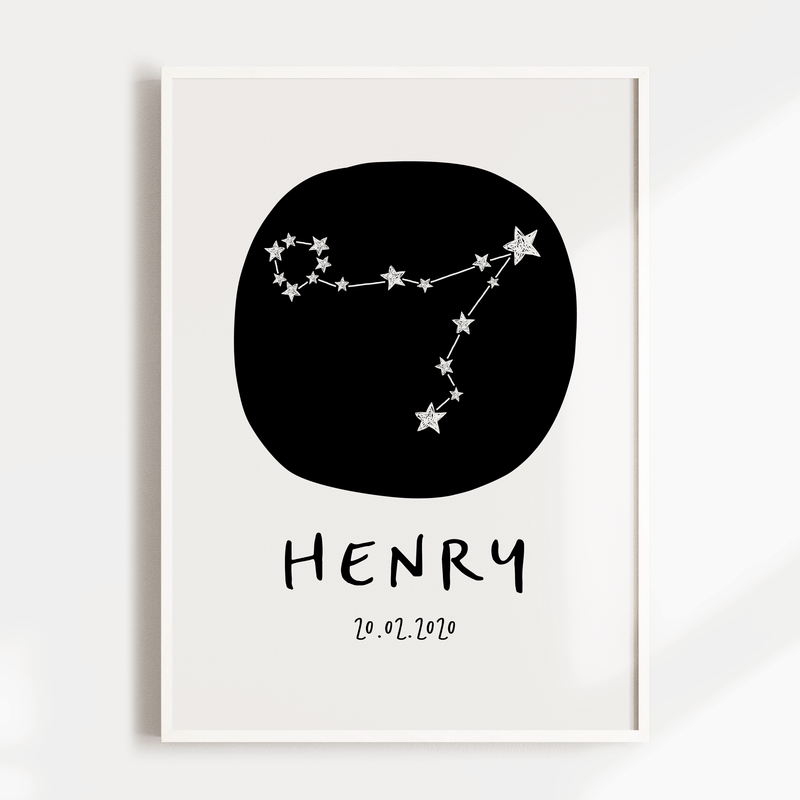 Star Sign Nursery Prints | Zodiac Wall Art for Kids | Baby Name Prints