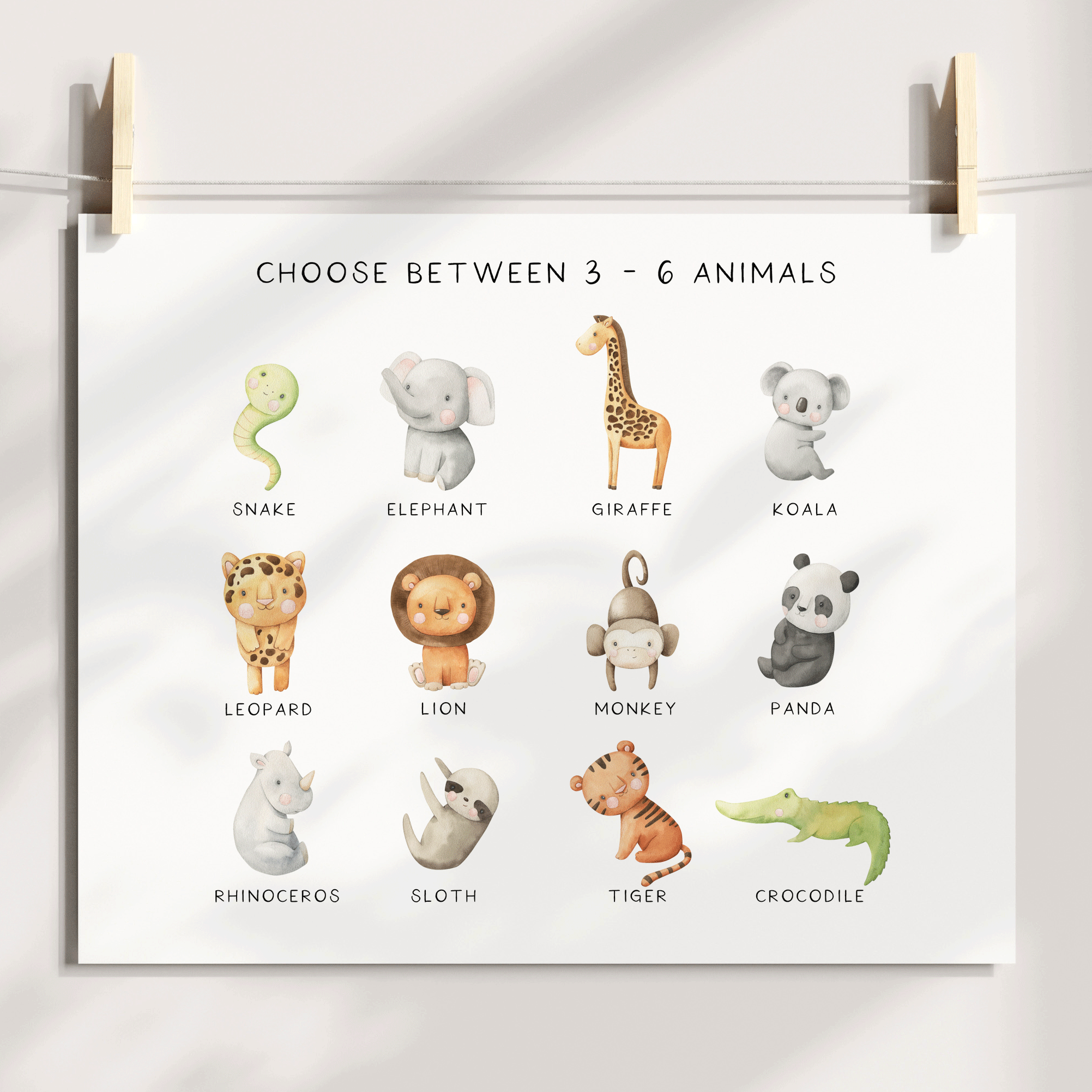 Safari Animal Name Print