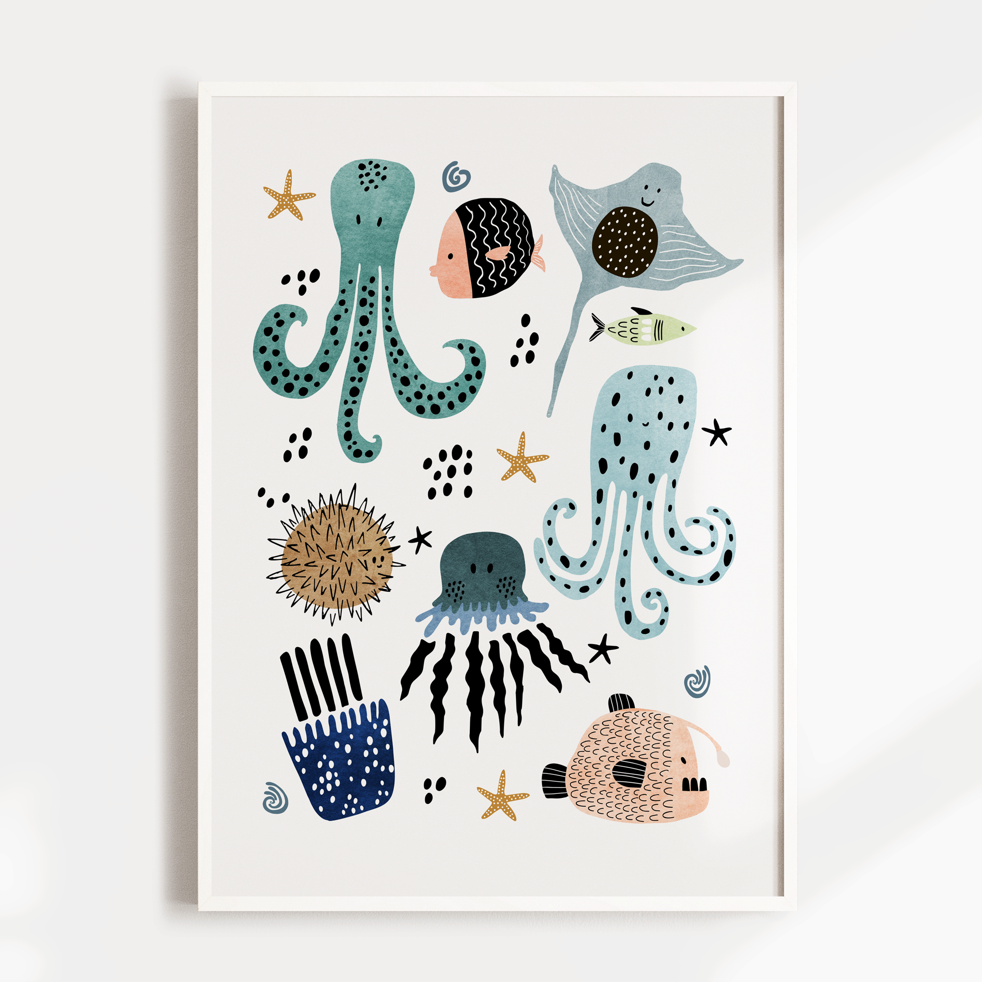 Sea Animals, Rainbow, Name Prints