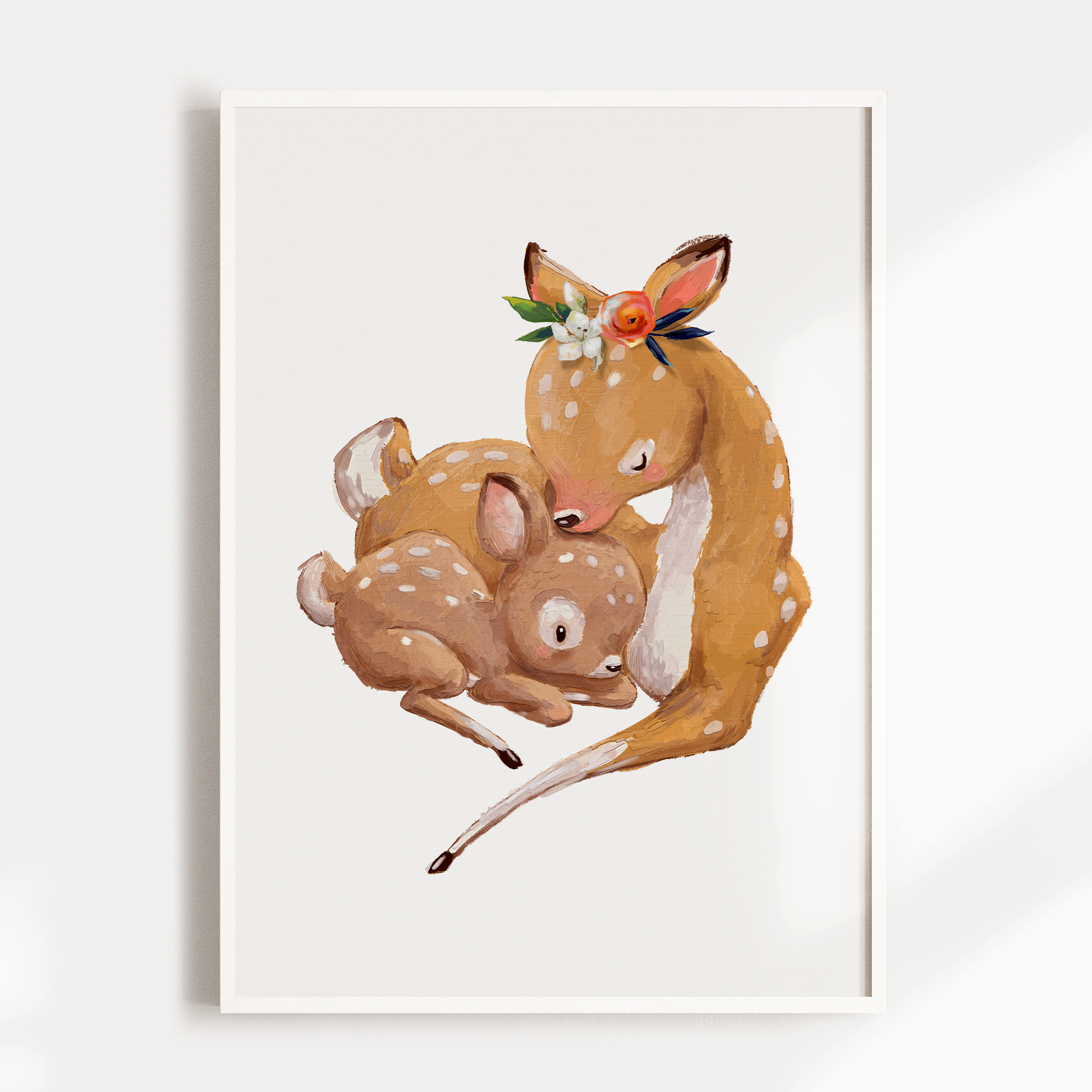 Woodland Deer & Baby Print