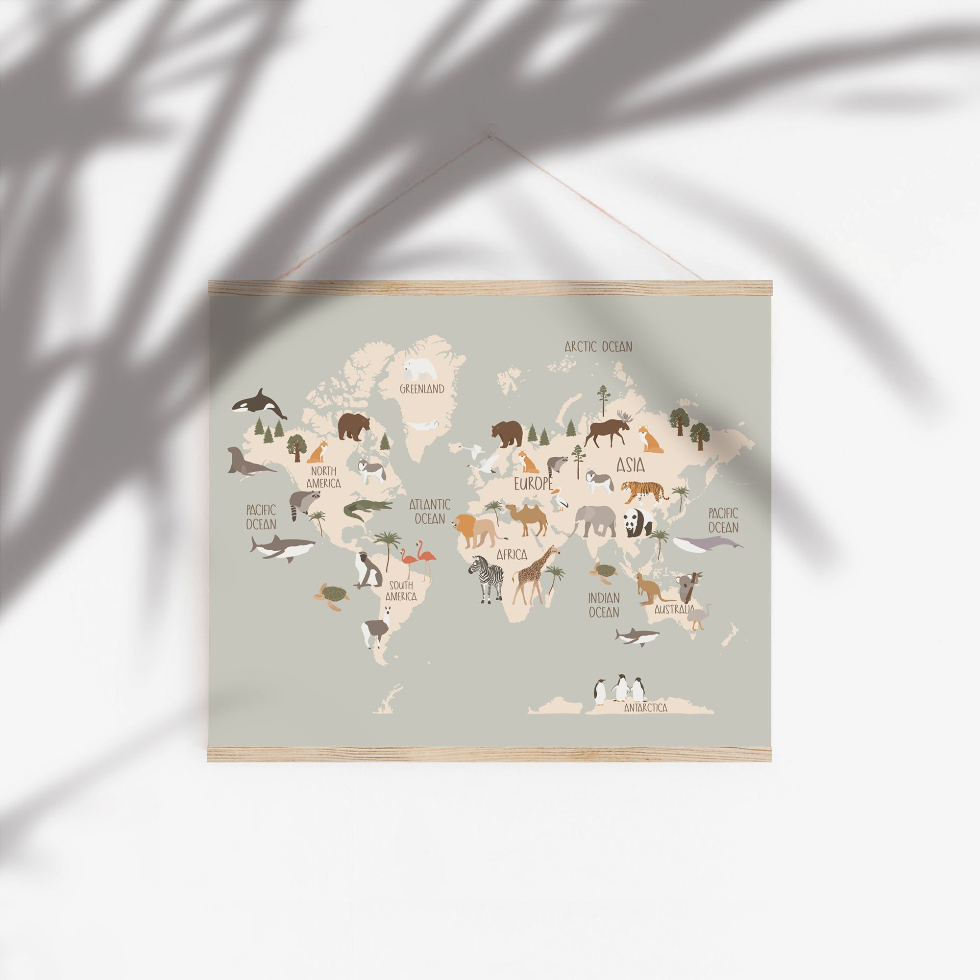 Animal World Map Print