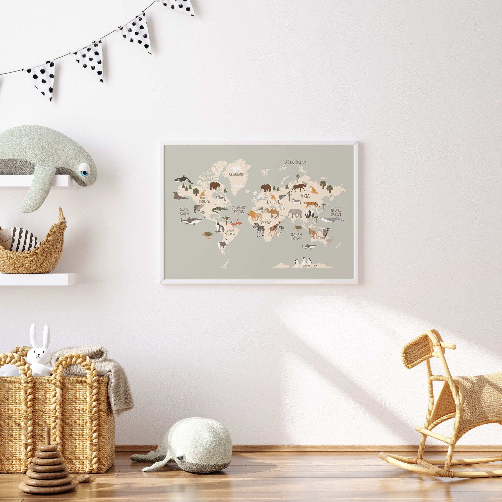 Animal World Map Print