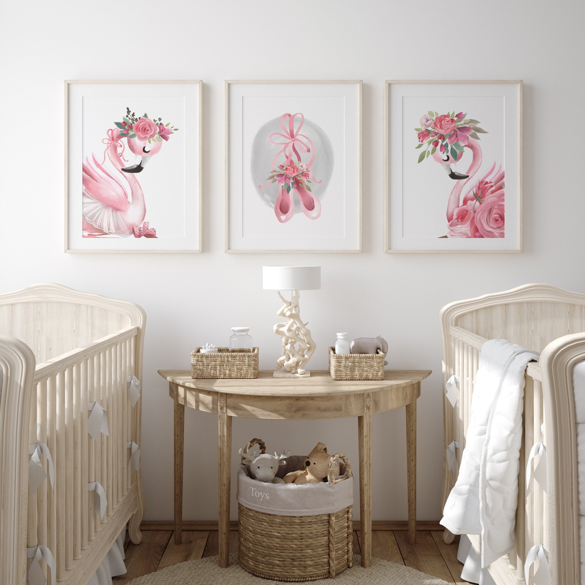 Ballerina Flamingos & Slipper Print