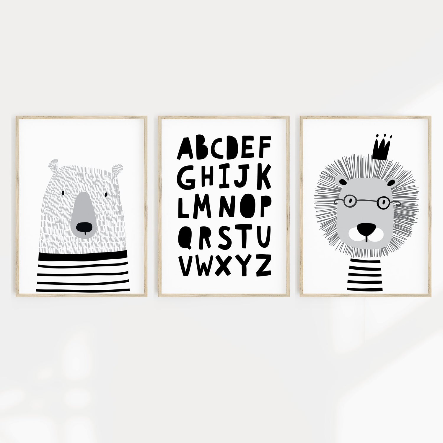 Bear, Lion & Alphabet Prints
