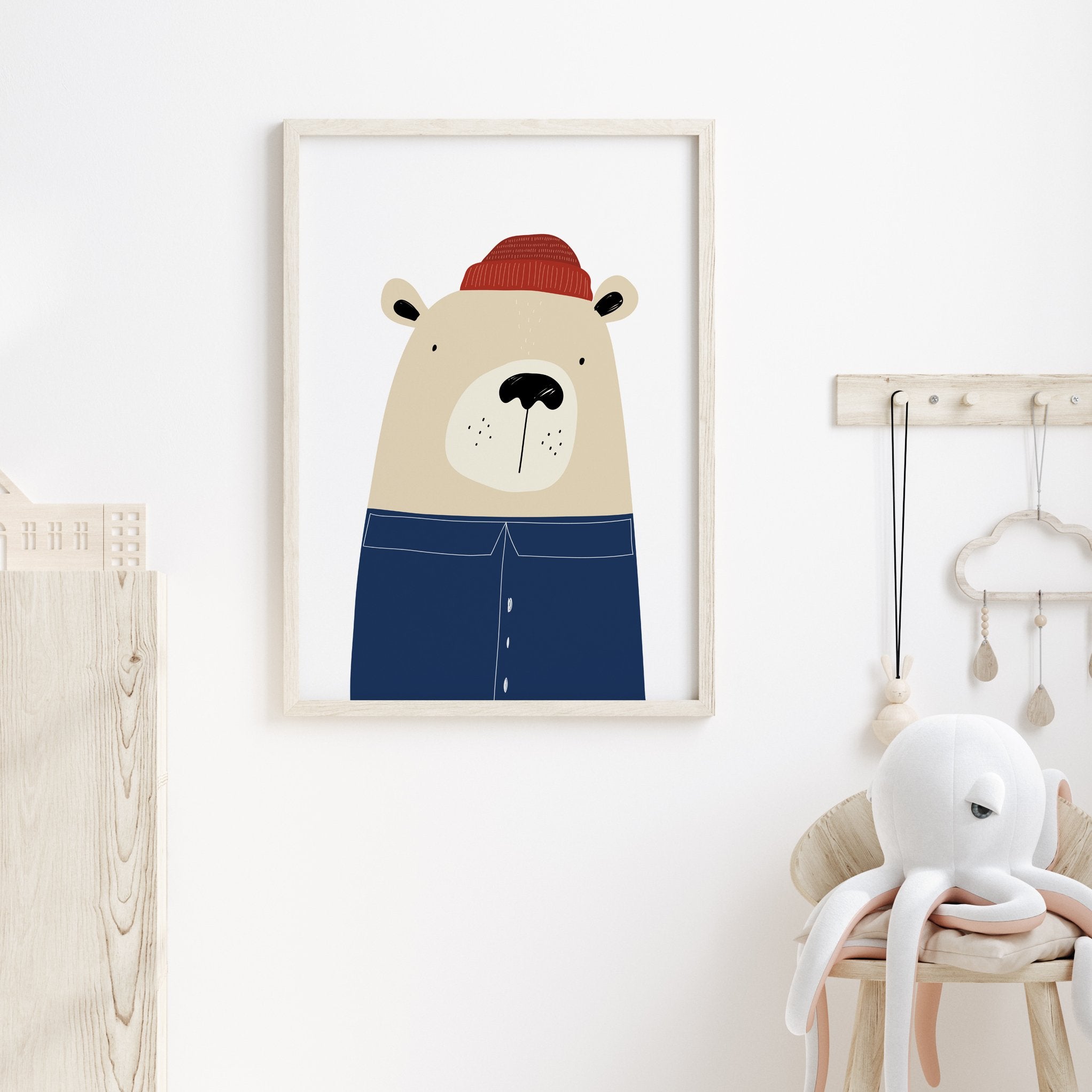 Bear Sailor Print - Blue