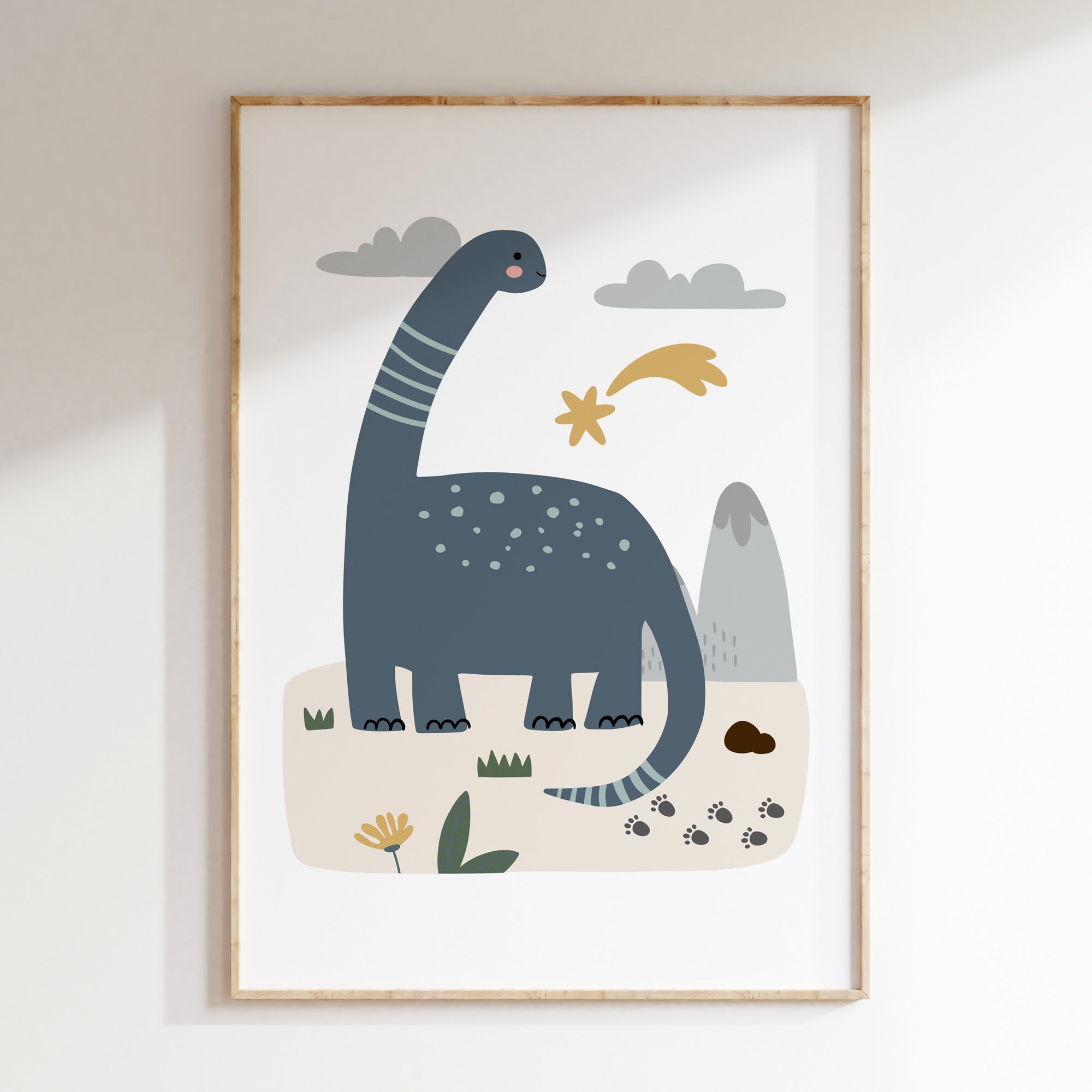 Blue Dinosaur Print
