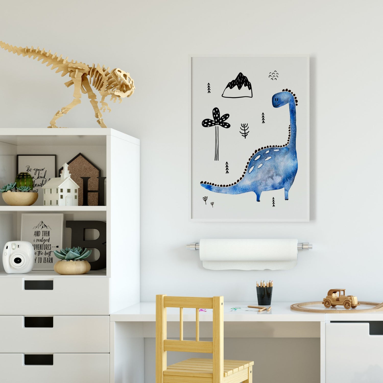 Blue Dinosaur Print