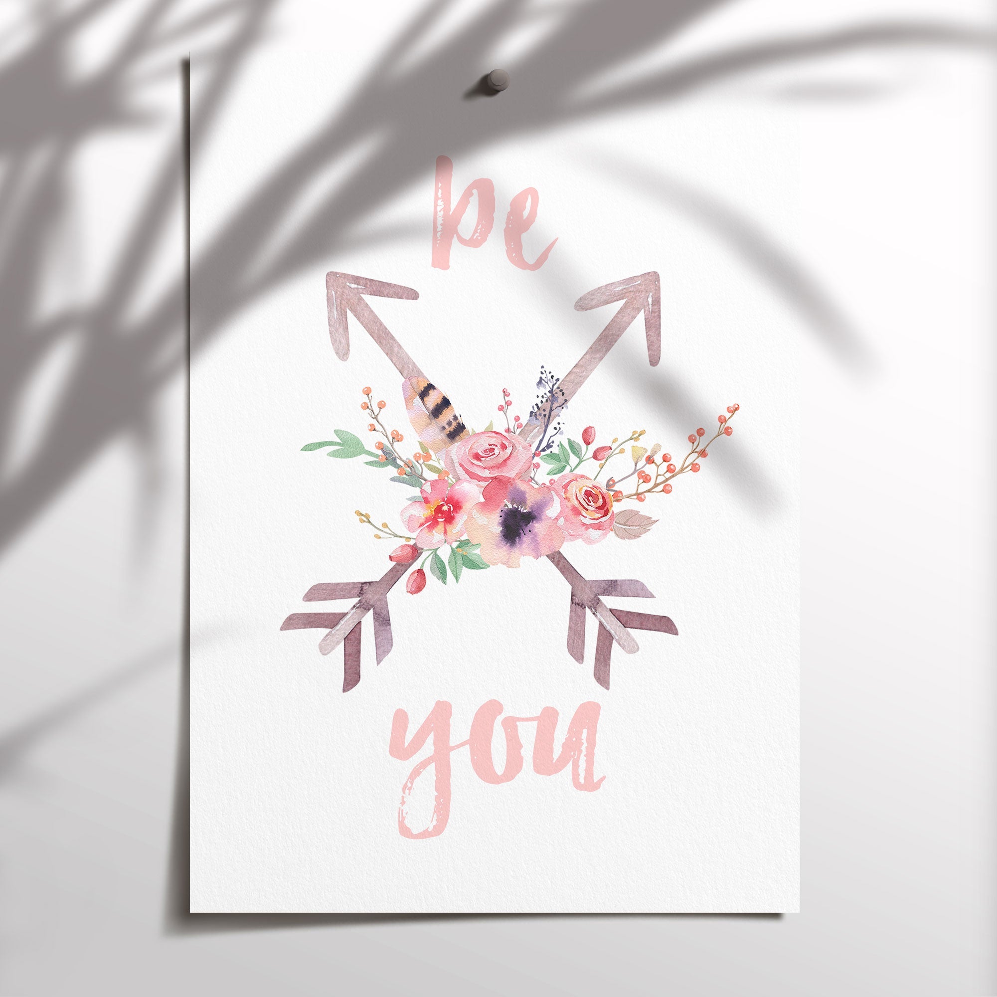 Boho Tribal Be You Floral Arrows Print