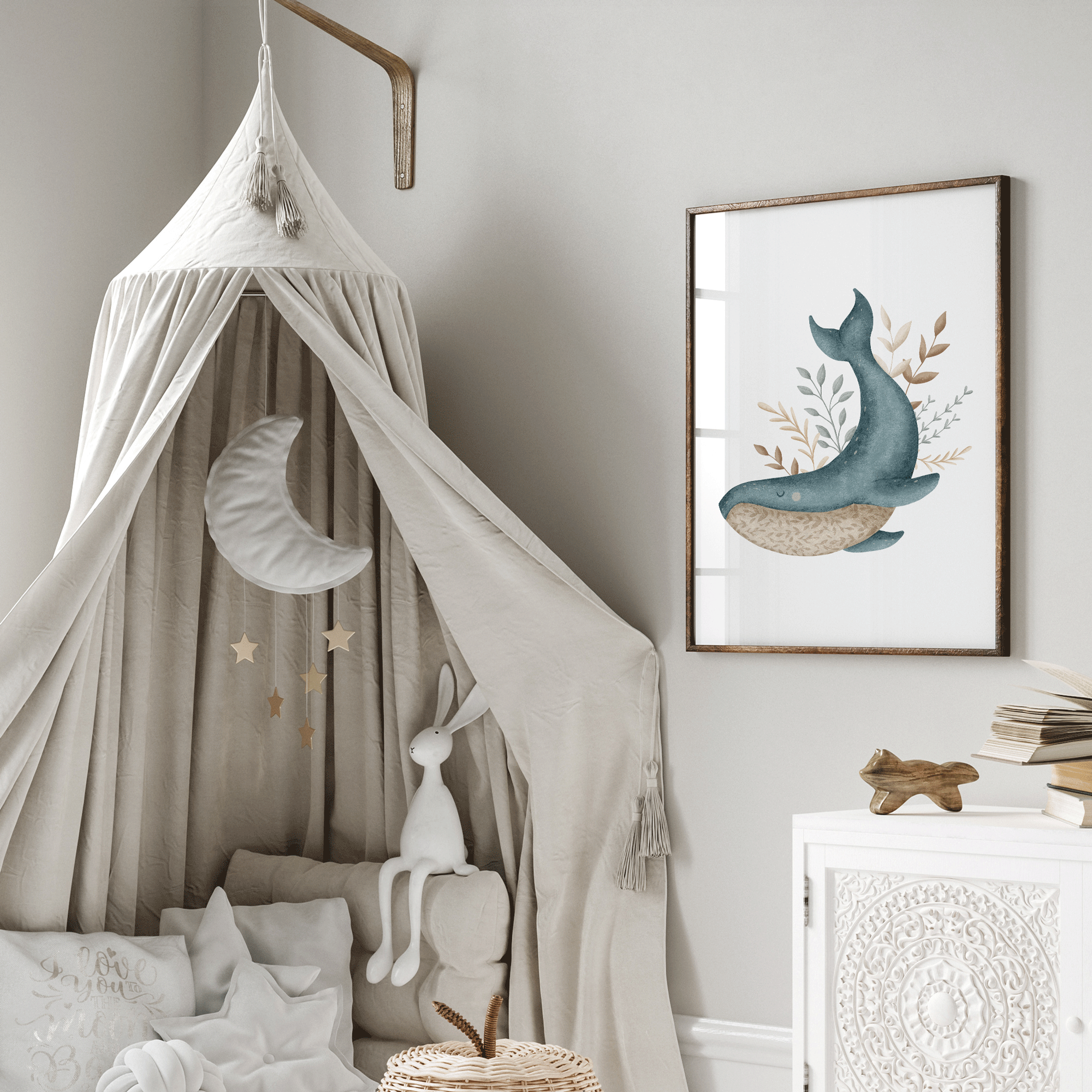 Boho Whale Print