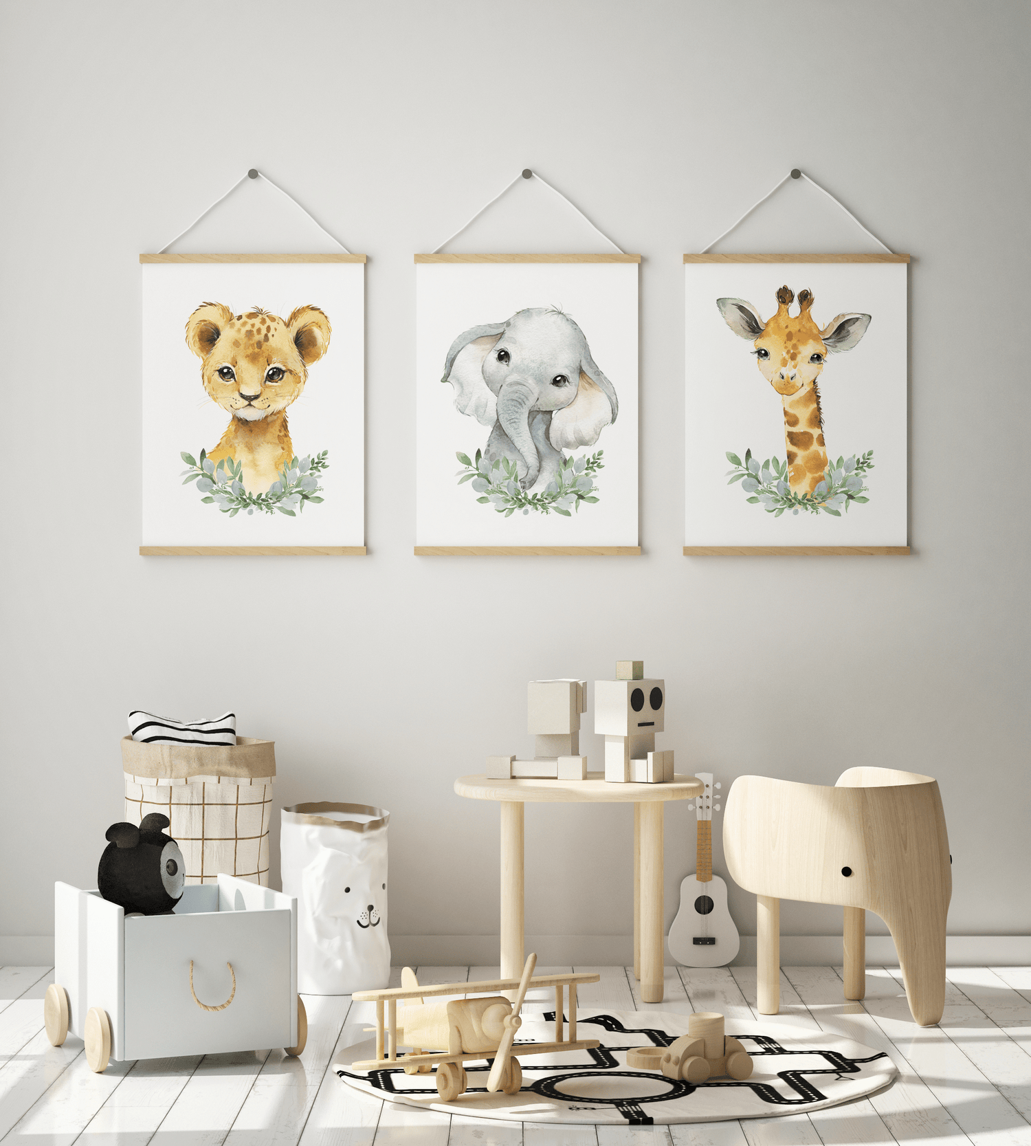 Lion, Elephant & Giraffe Prints