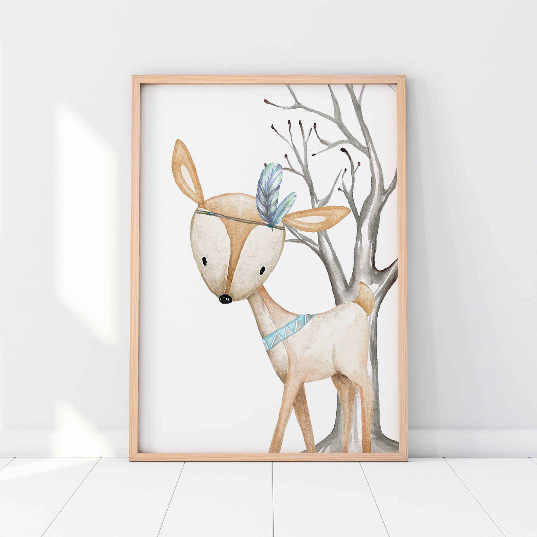 Boys Woodland Deer Nursery print