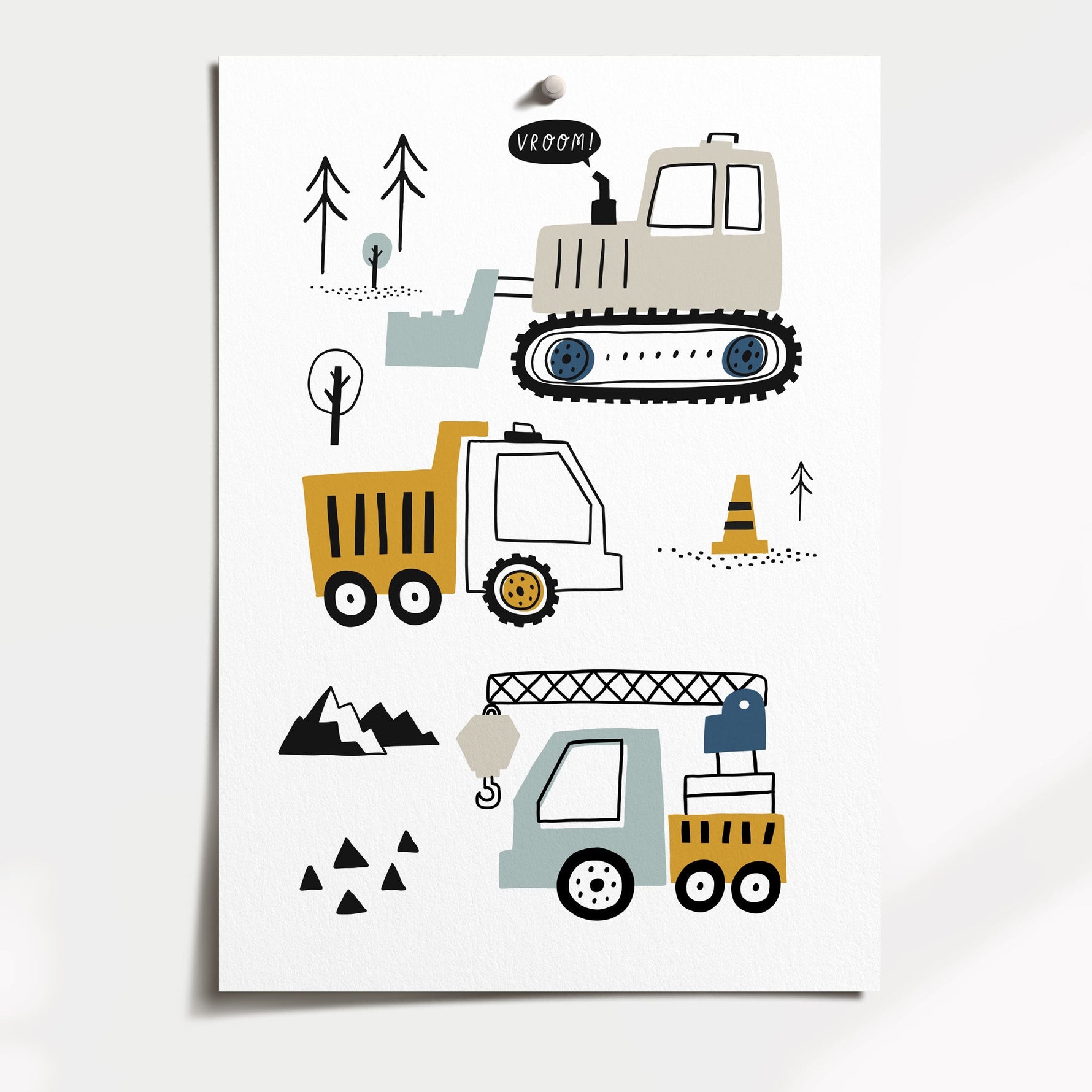 Nursery Prints Boys Room Wall Art Construction Vehicles – The