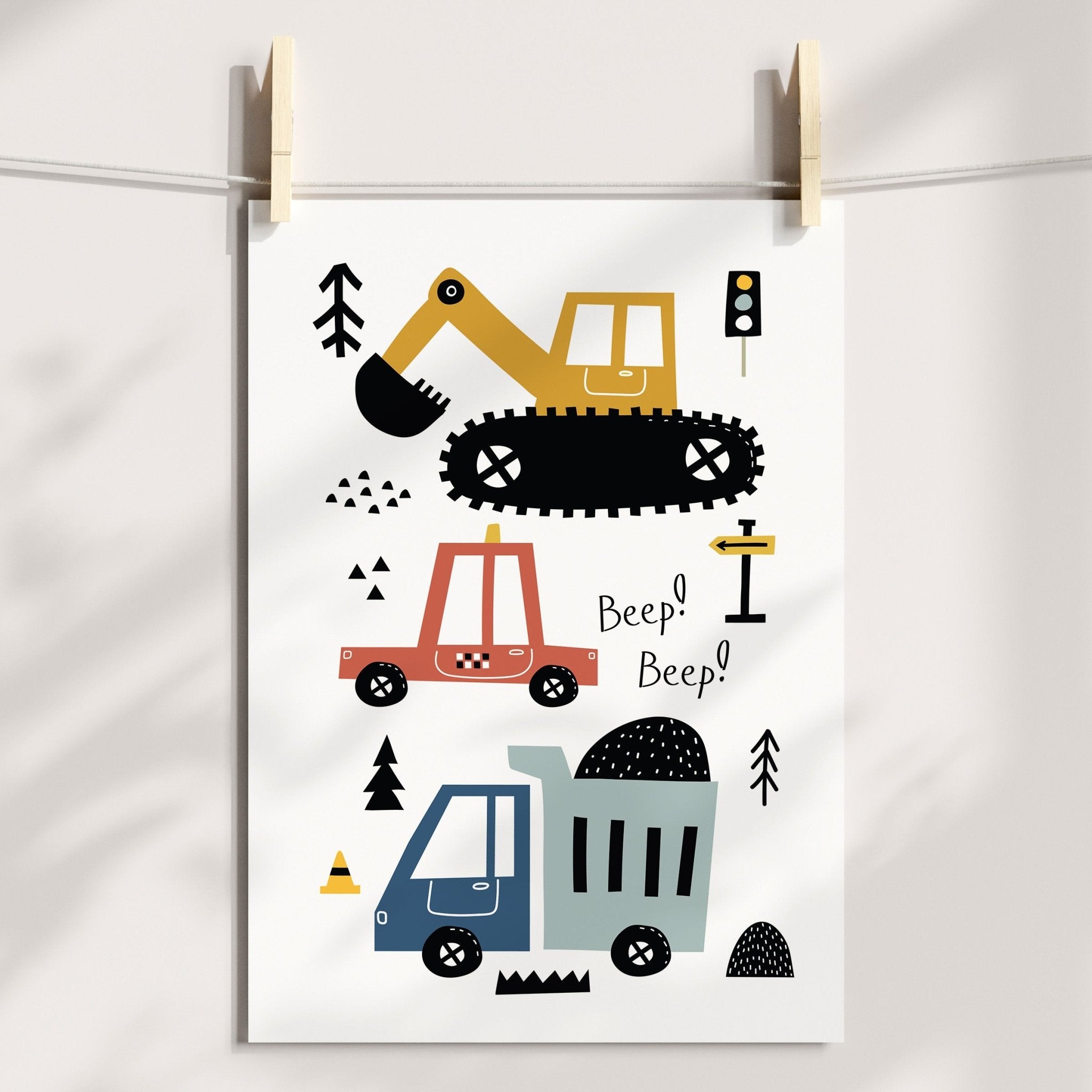 Construction Vehicles Print