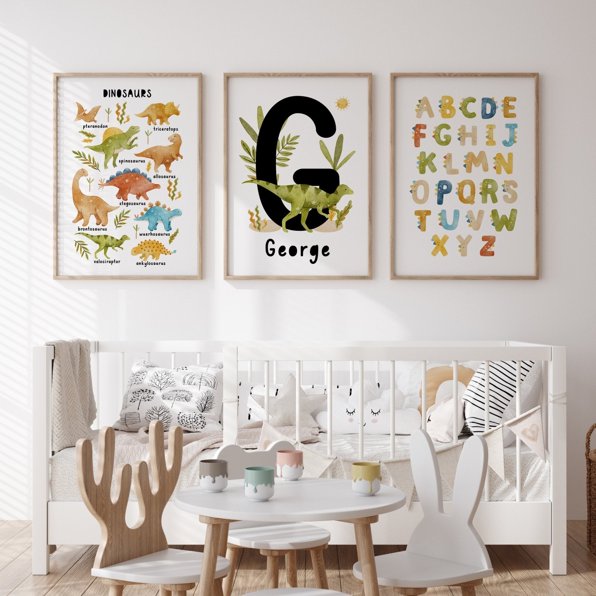 Dinosaur Chart, Alphabet & Name Prints