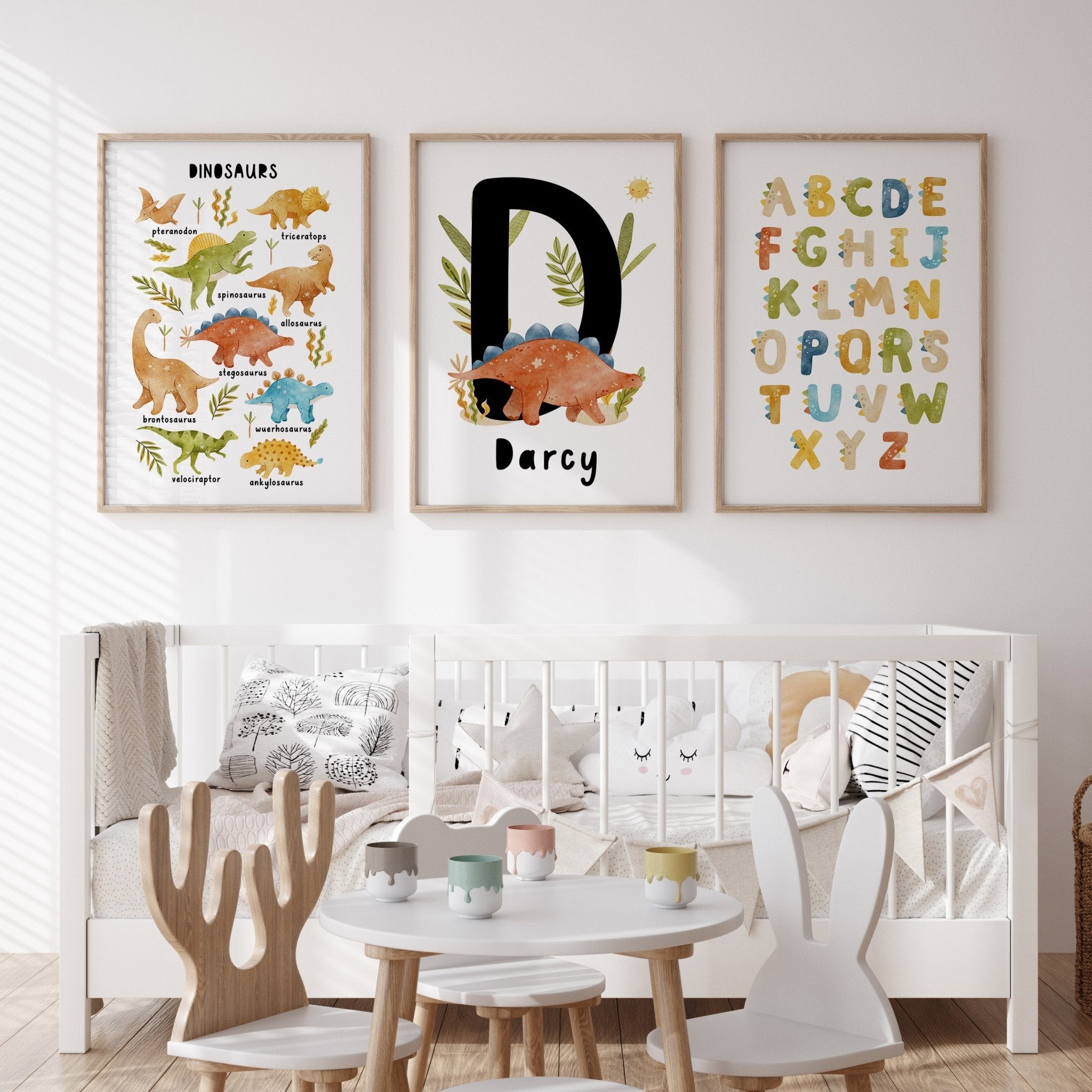 Dinosaur Chart, Alphabet & Name Prints