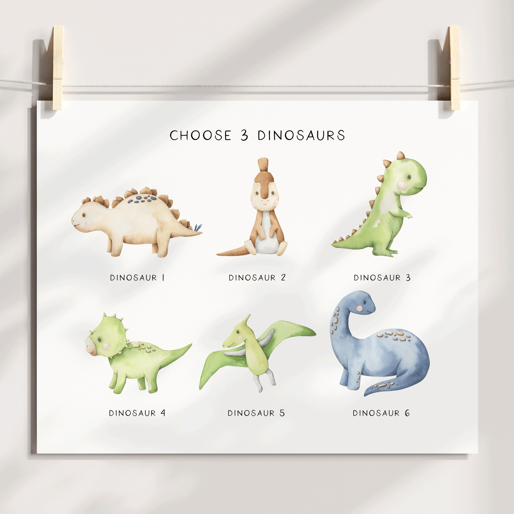 Personalised Baby Name Print | Boys Dinosaur Nursery & Bedroom Wall Art ...