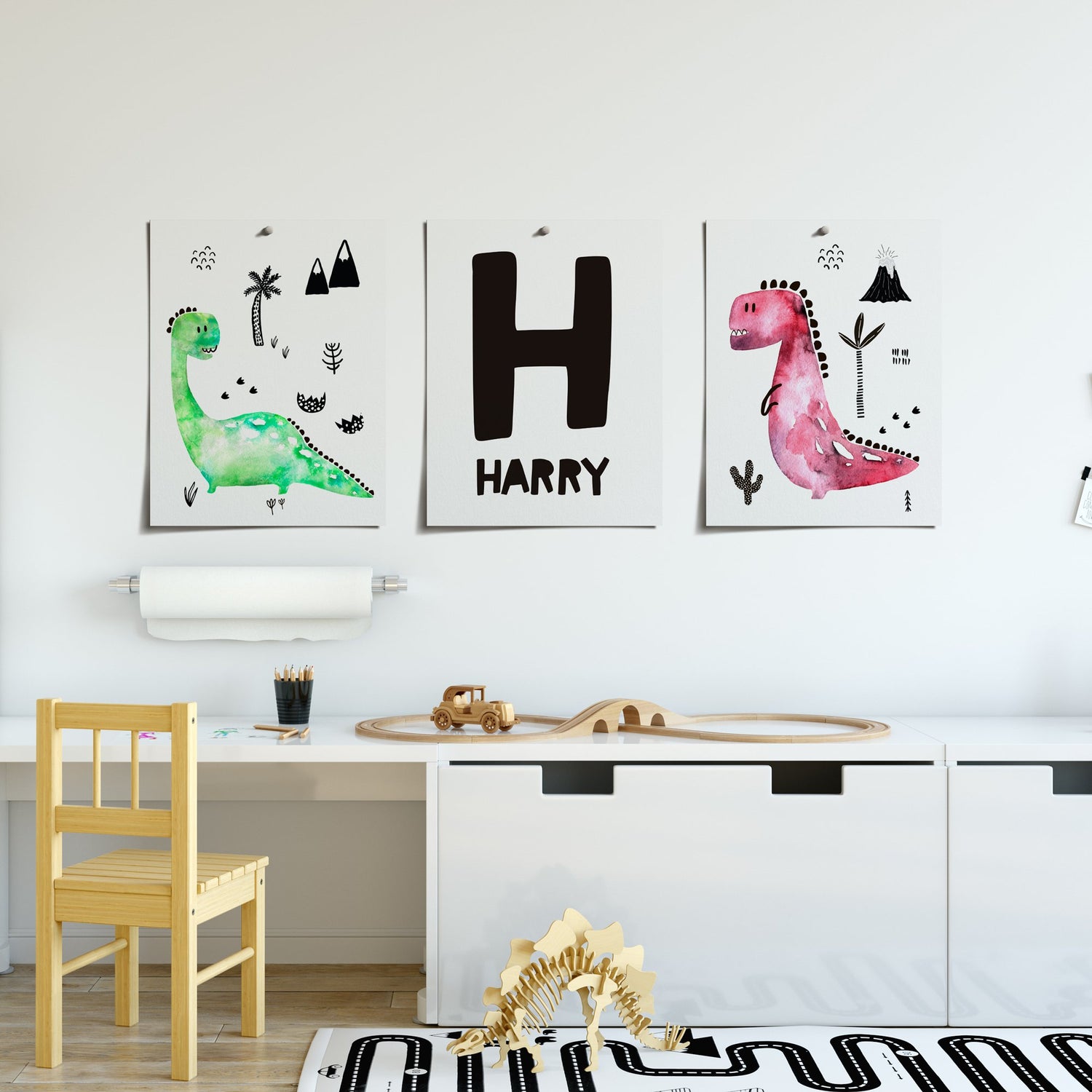 Dinosaurs & Name Print