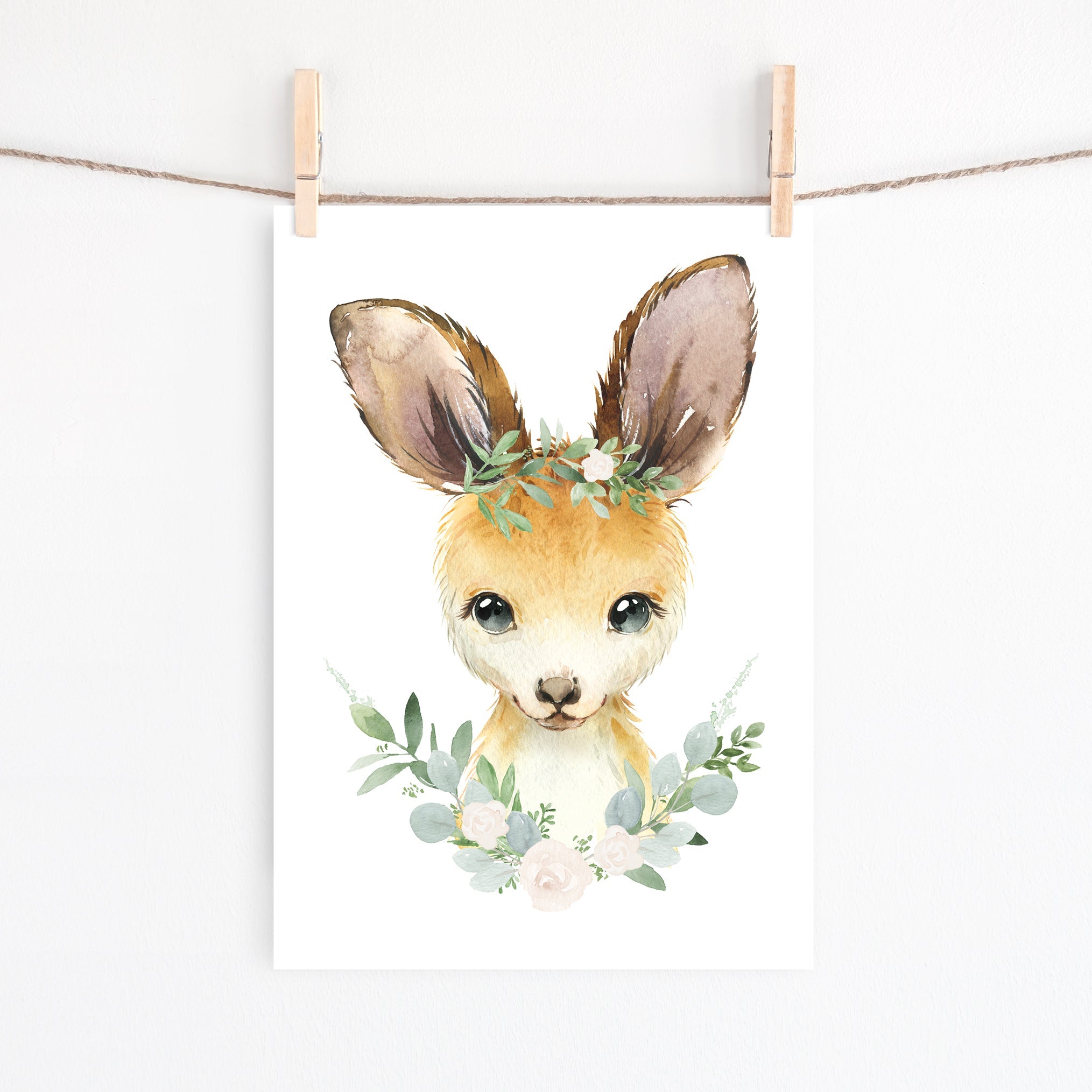 Floral Baby Kangaroo Print