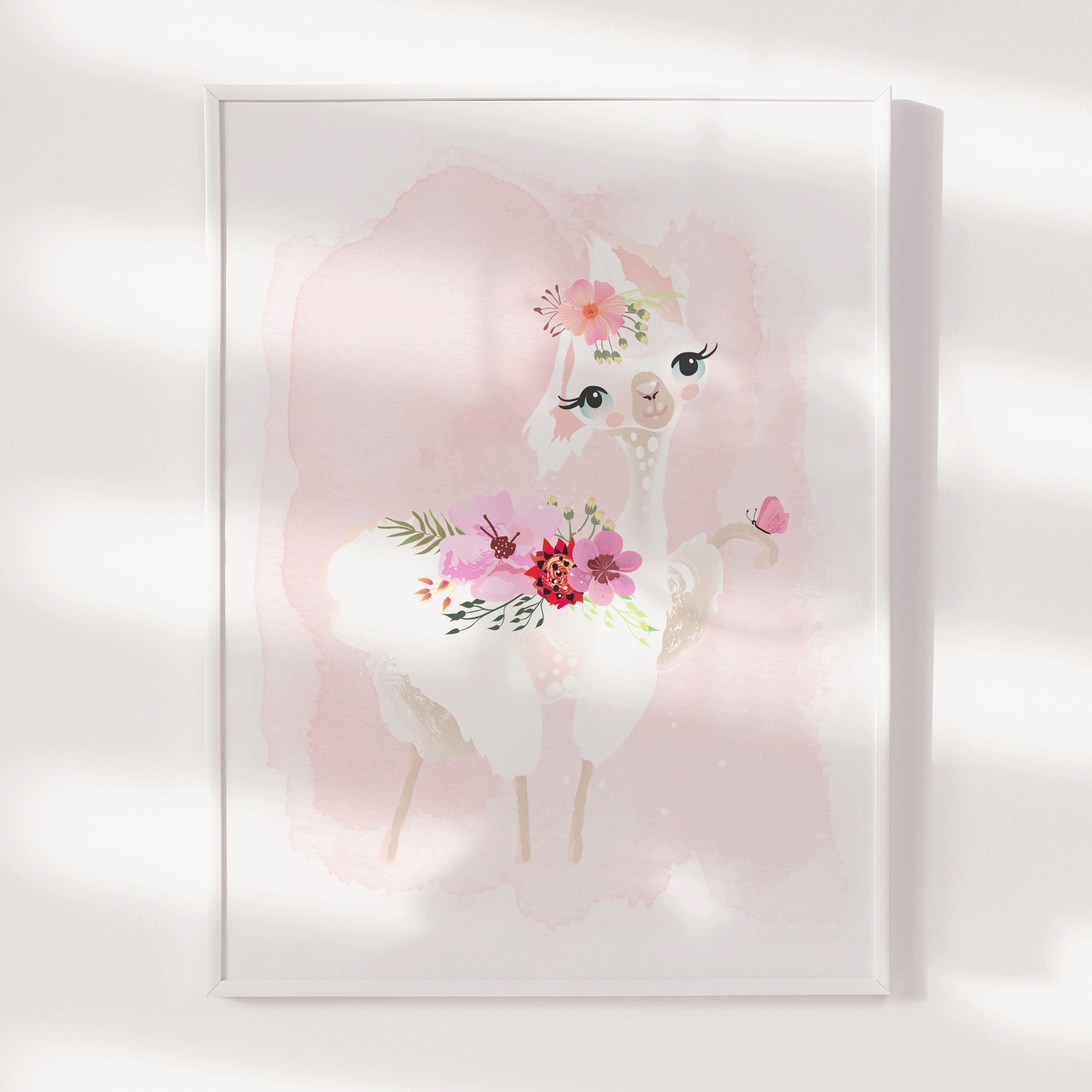 Floral Baby Llama Print