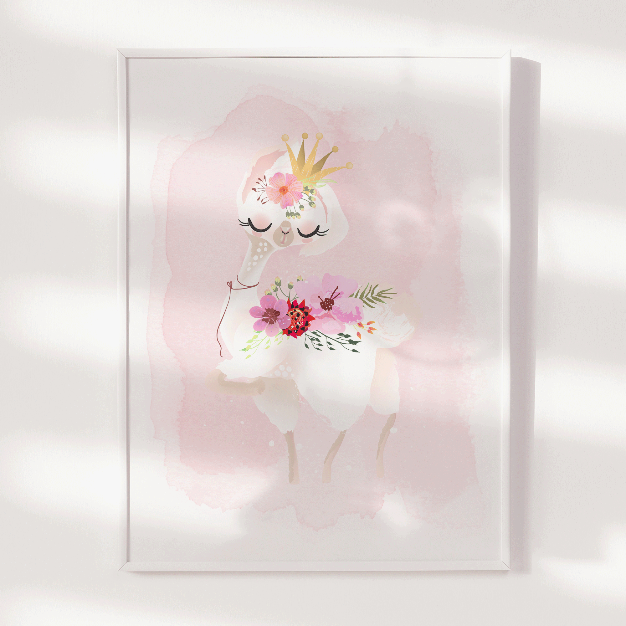 Floral Baby Llama Print