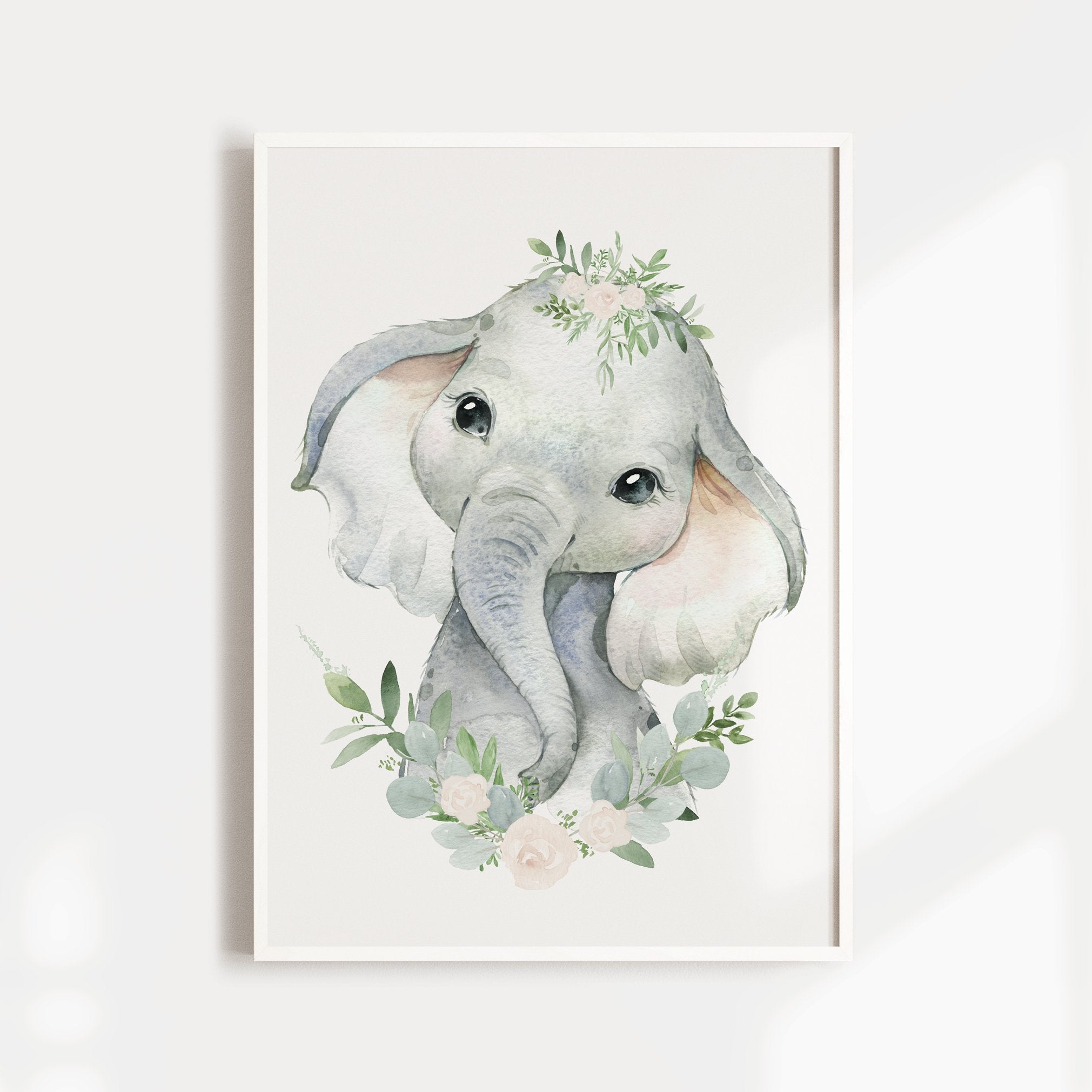 Baby elephant nursery art deals