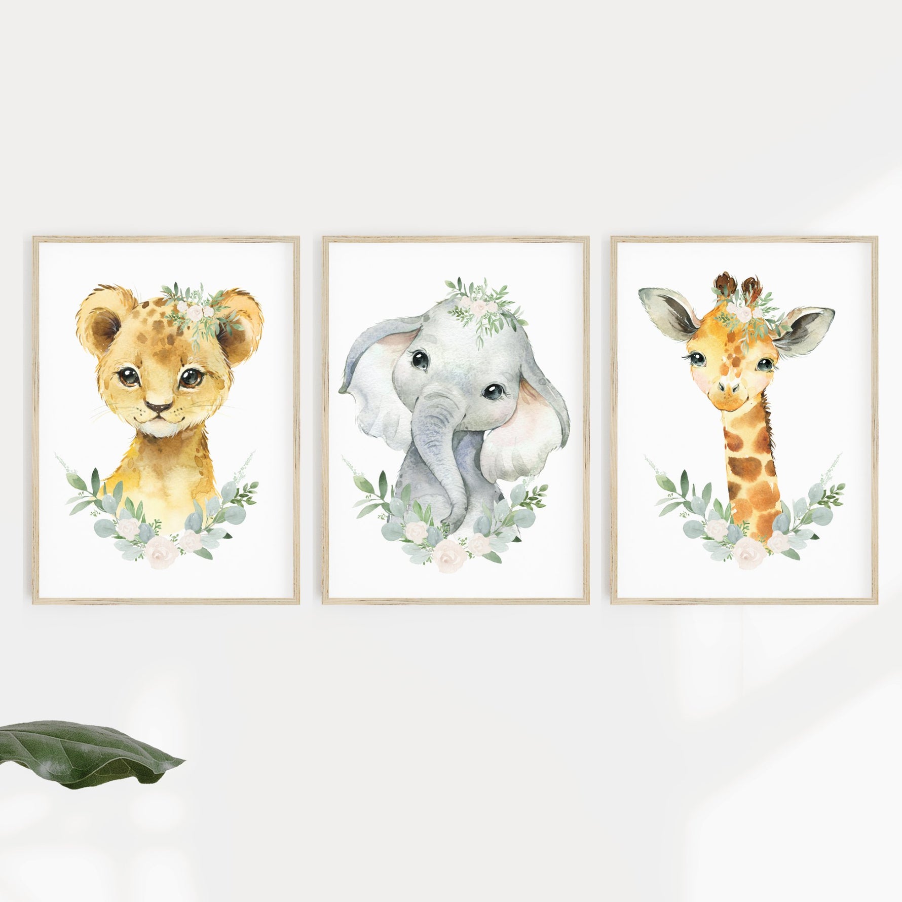 Safari Nursery Prints Baby Animals Elephant Giraffe Lion