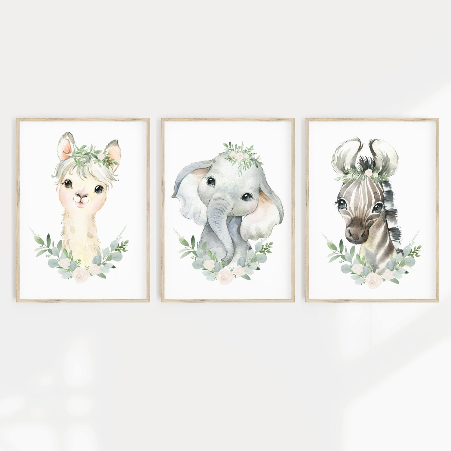 Floral Llama, Elephant & Zebra Prints