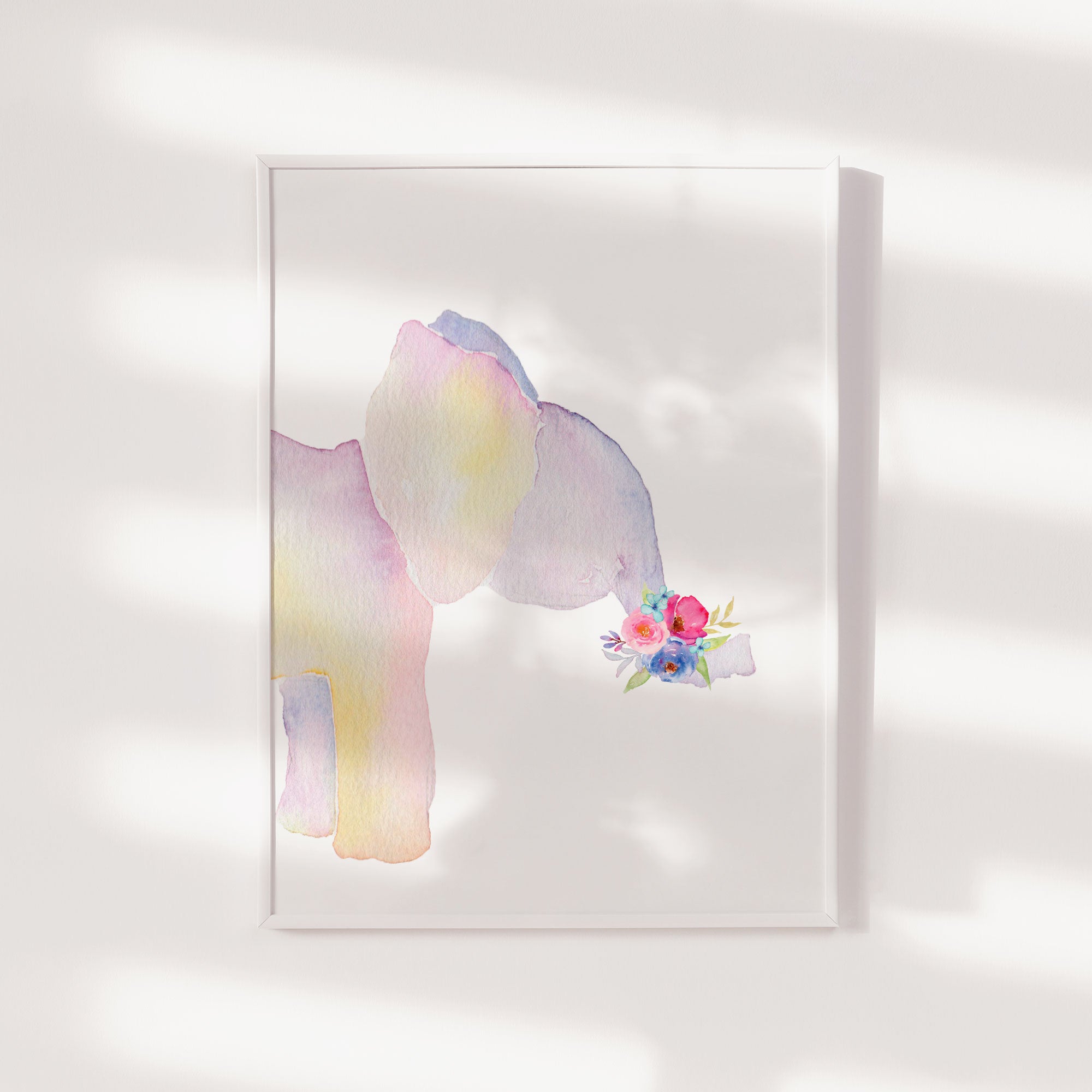 Floral Watercolour Elephant Print