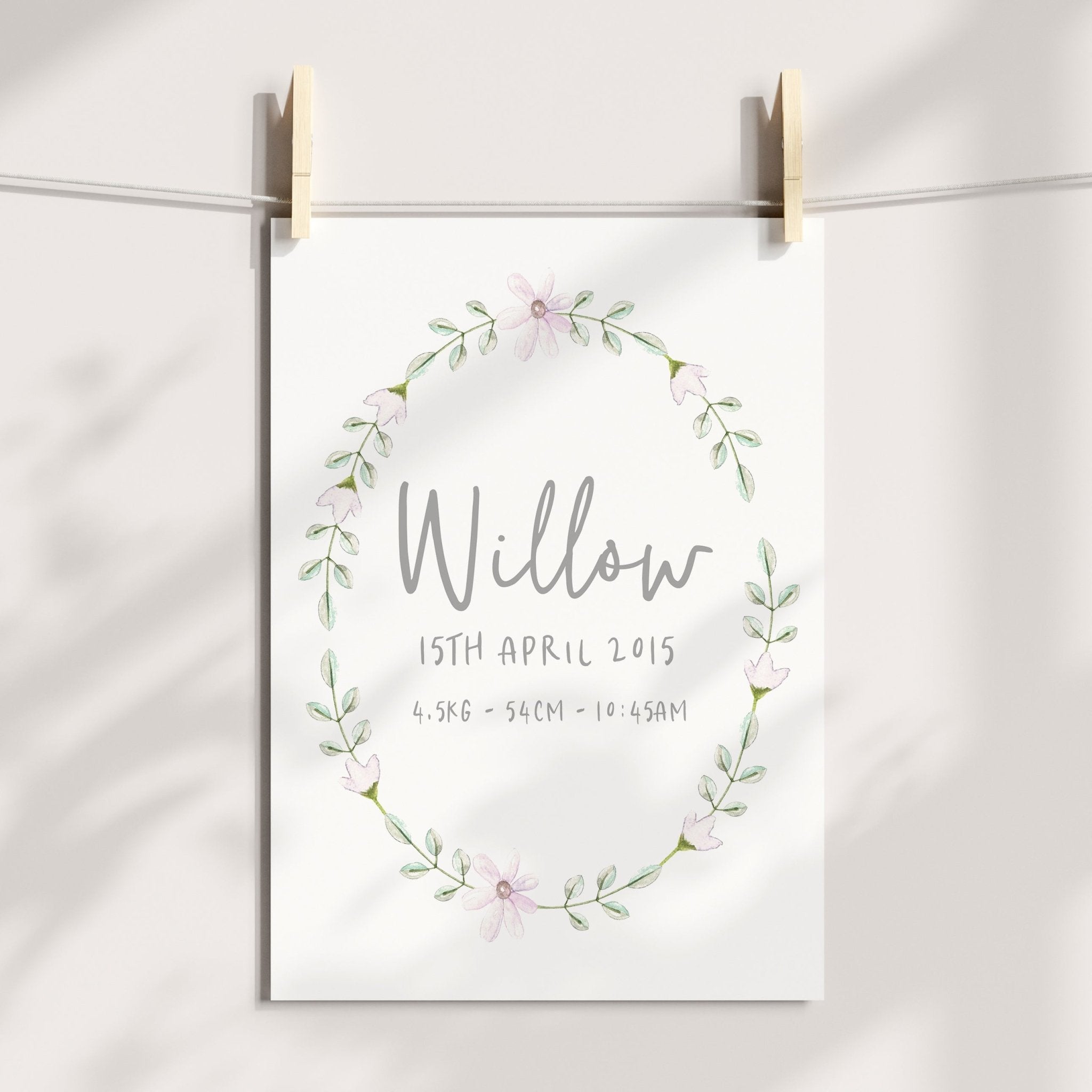 Floral Woodland Birth Print