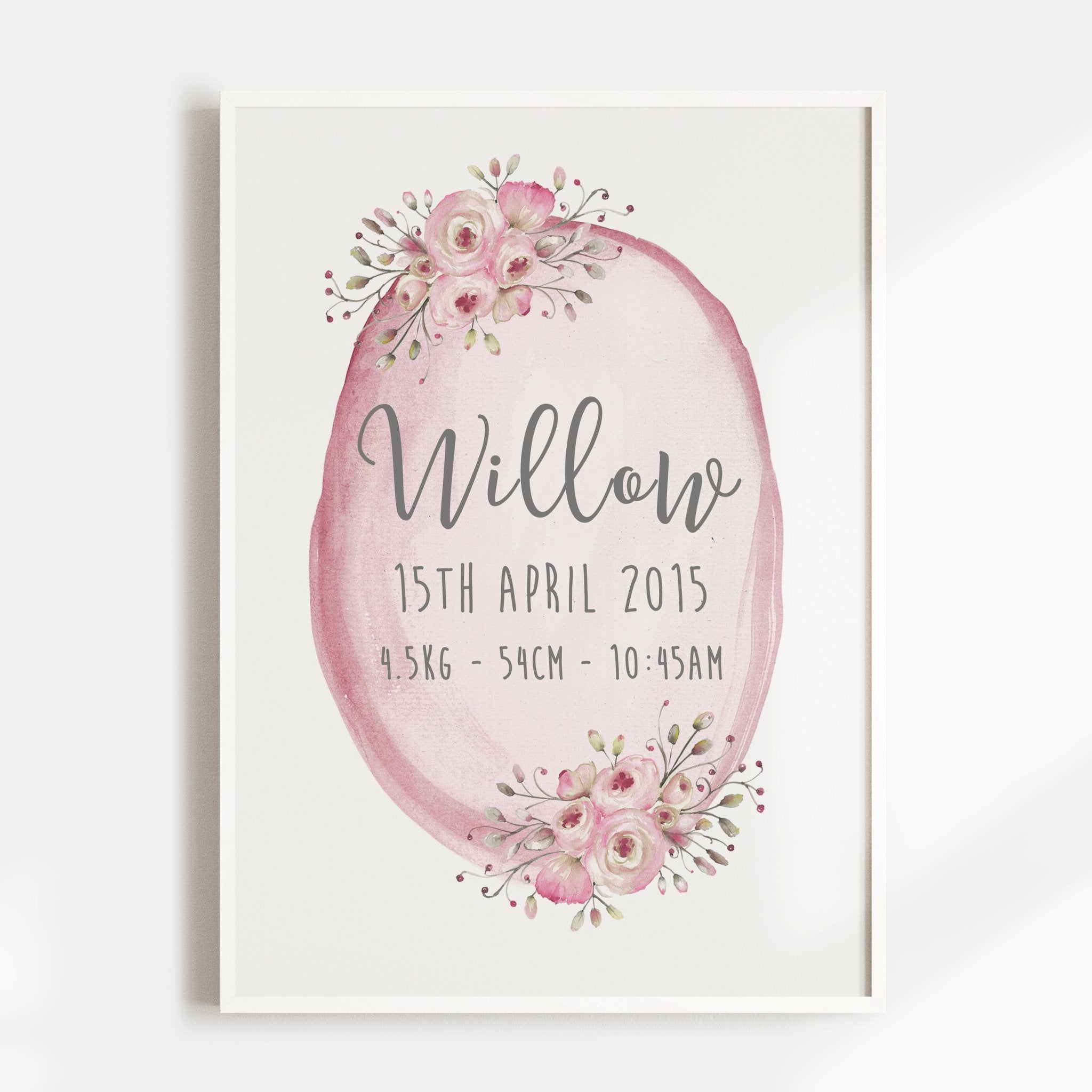 Floral Woodland Birth Print