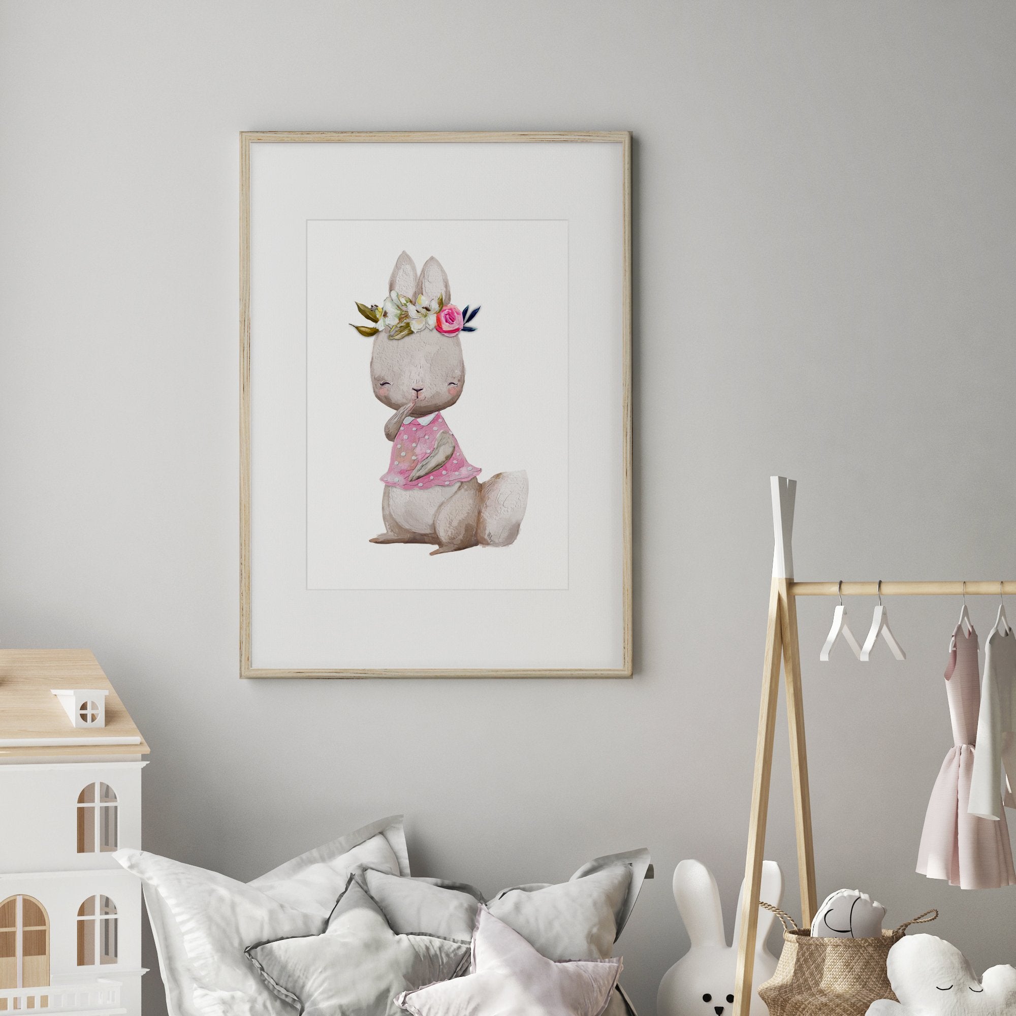 Floral Woodland Bunny Print