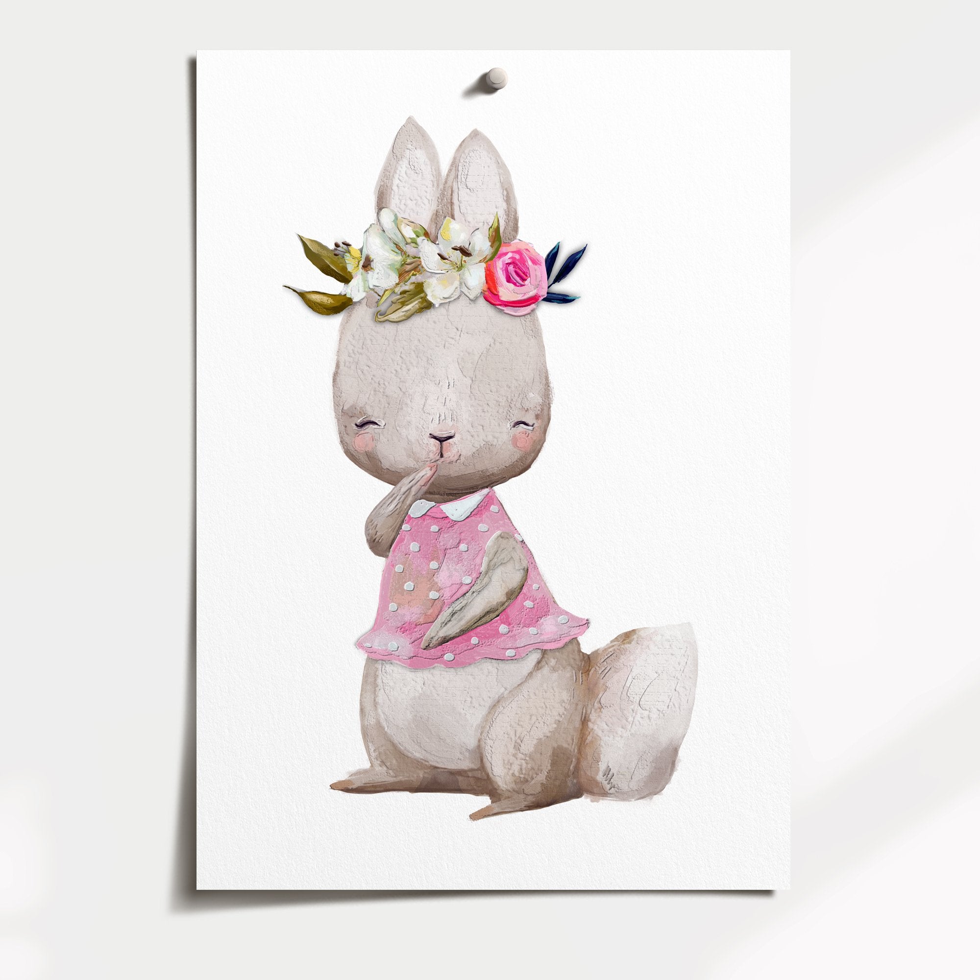 Floral Woodland Bunny Print